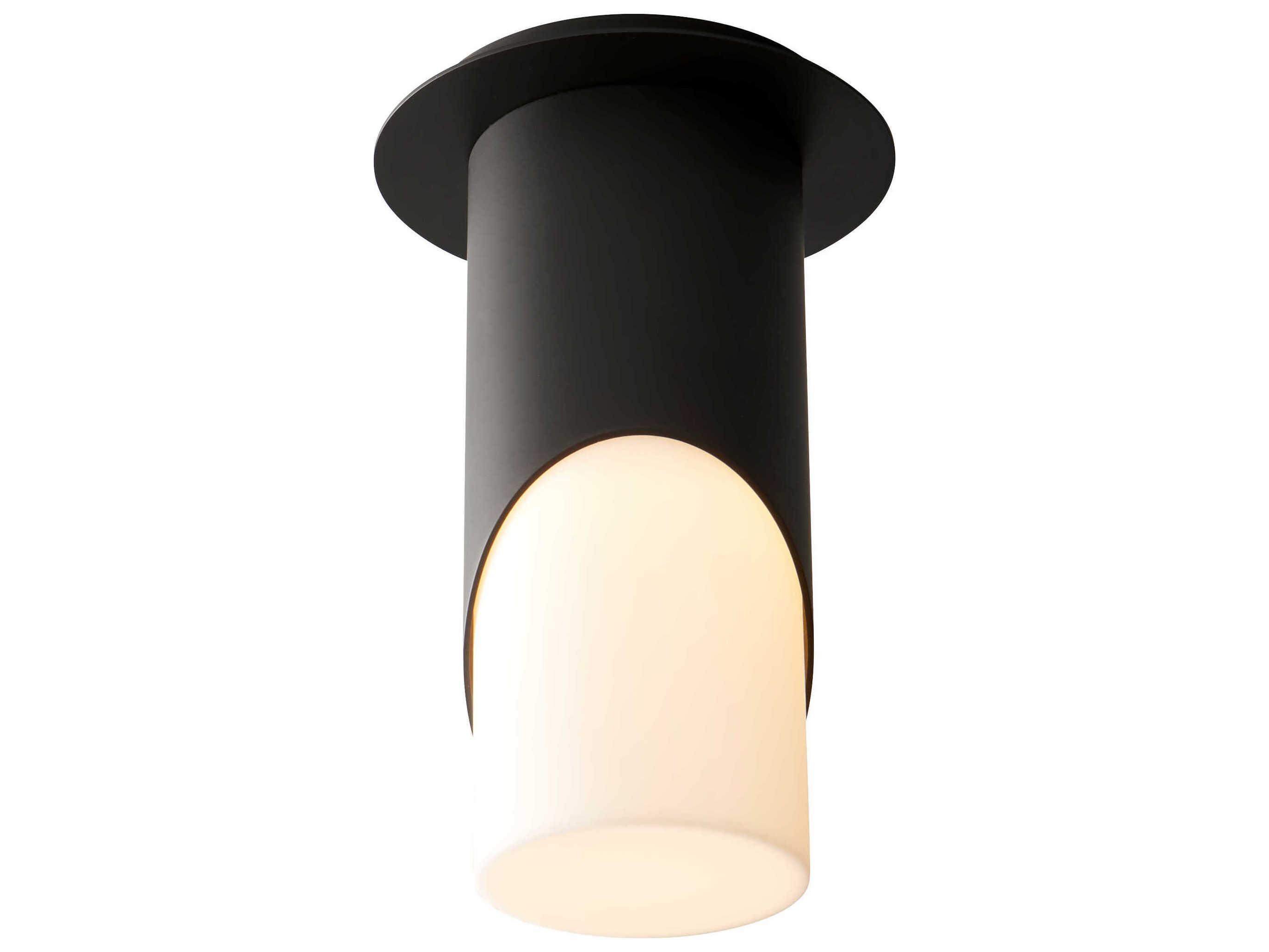 Oxygen by Quorum Ellipse 1-Light Black Cylinder Flush Mount