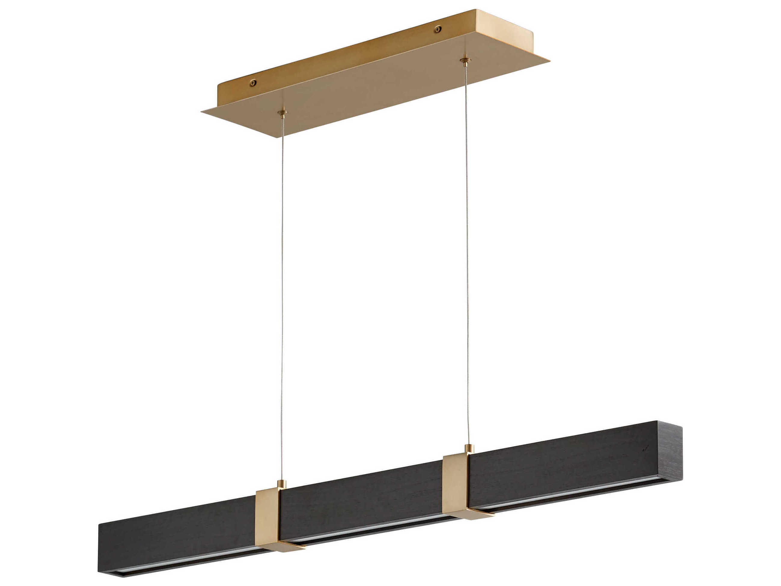 Oxygen by Quorum Decca 1-Light Aged Brass Black Oak Linear Island Pendant