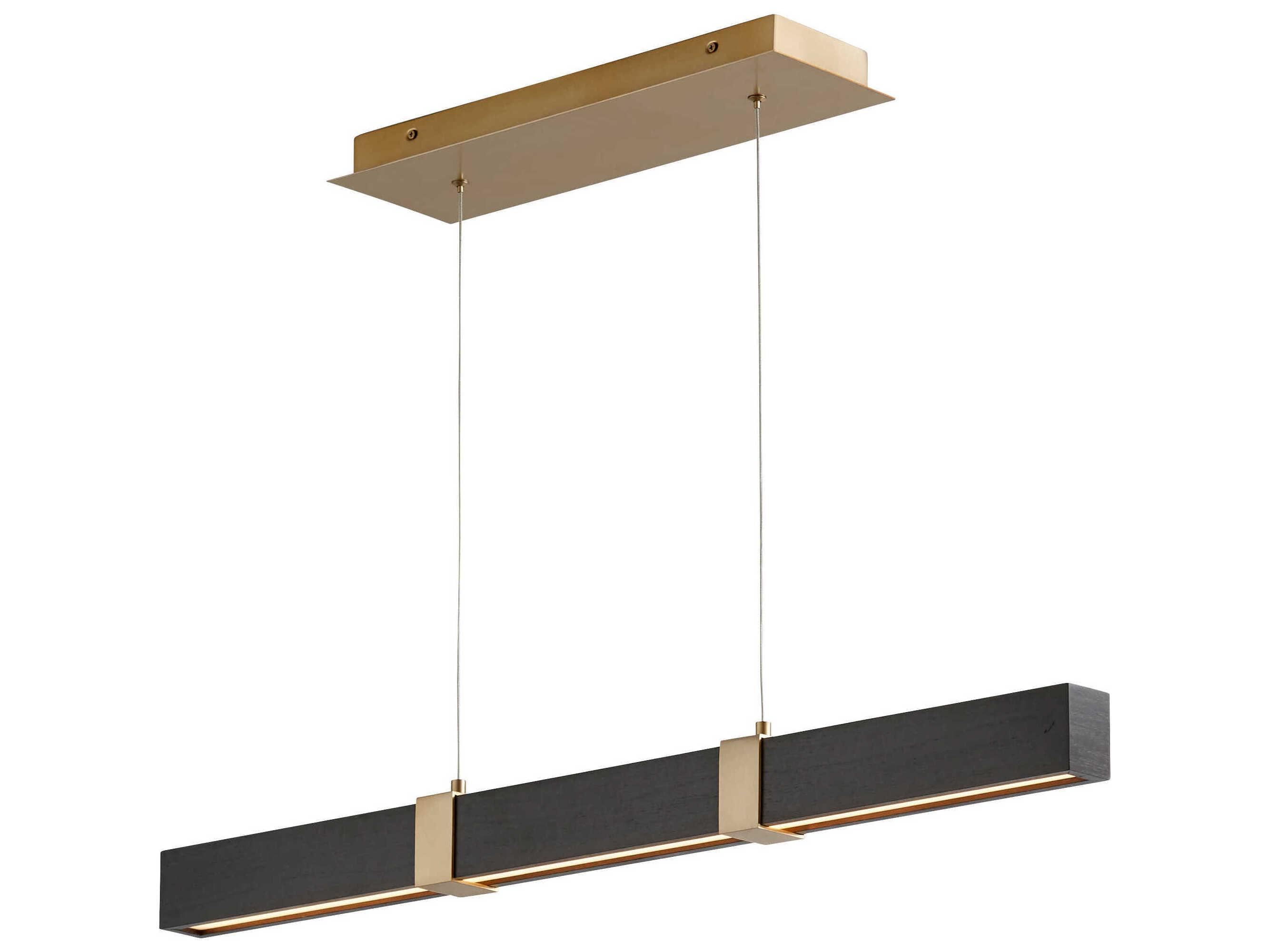 Oxygen by Quorum Decca 1-Light Aged Brass Black Oak Linear Island Pendant