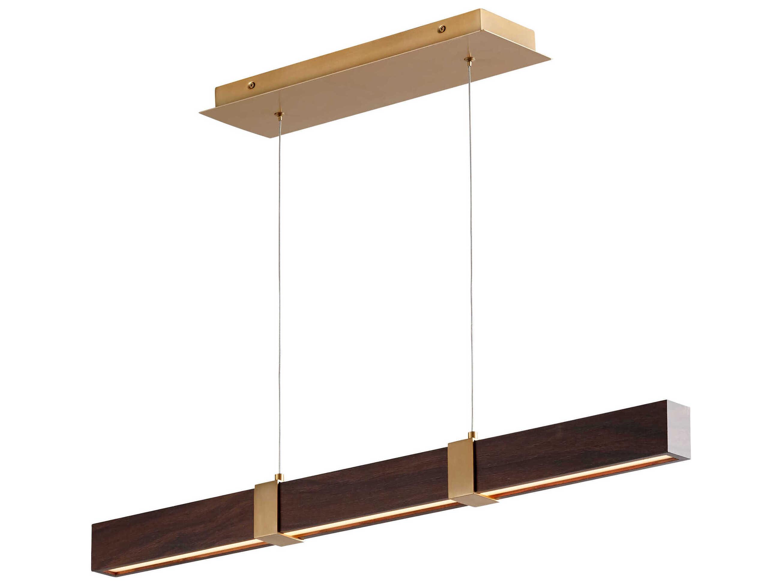 Oxygen by Quorum Decca 1-Light Aged Brass Walnut Brown Linear Island Pendant
