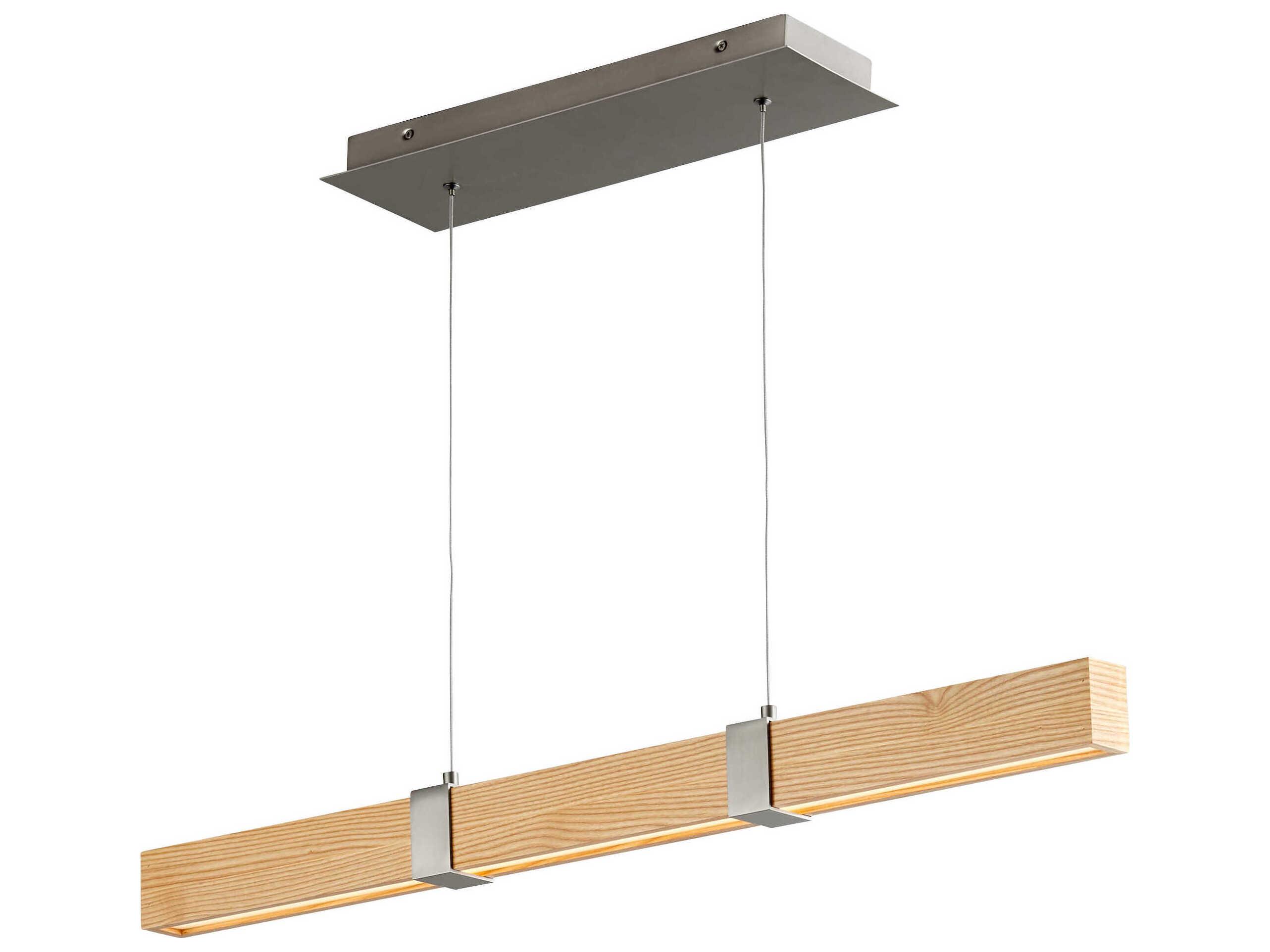 Oxygen by Quorum Decca 1-Light Satin Nickel White Oak Linear Island Pendant