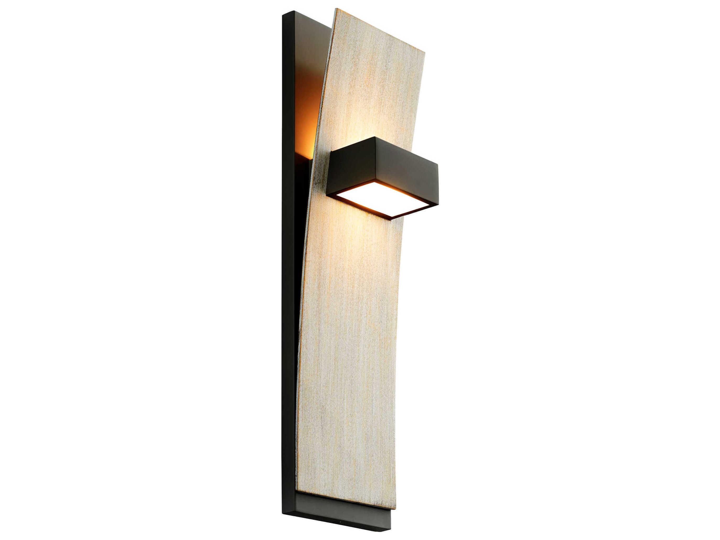 Oxygen by Quorum Dario 2-Light Black Weathered Oak Wood Wall Sconce