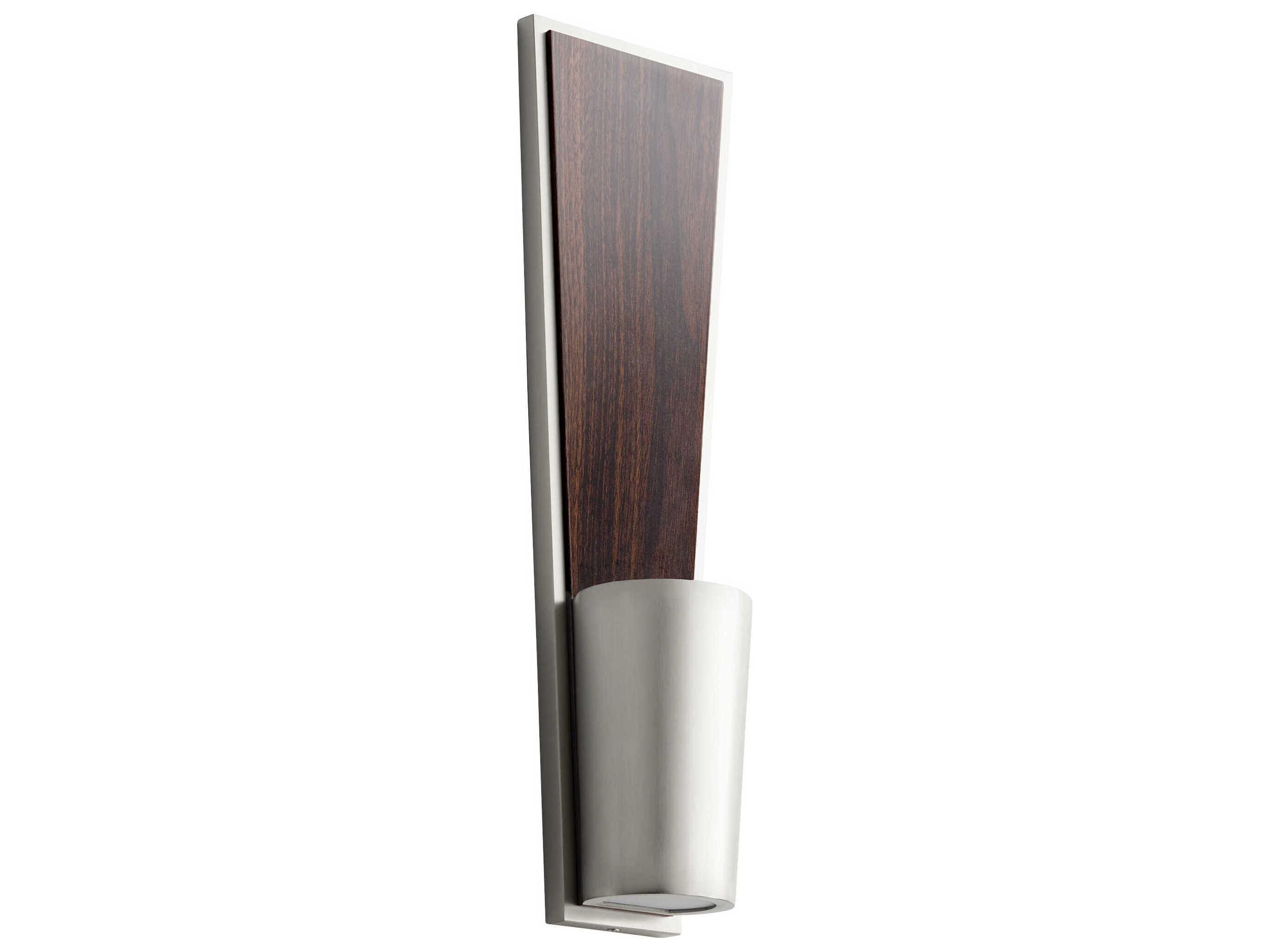 Oxygen by Quorum Favero 2-Light Satin Nickel Walnut Wall Sconce