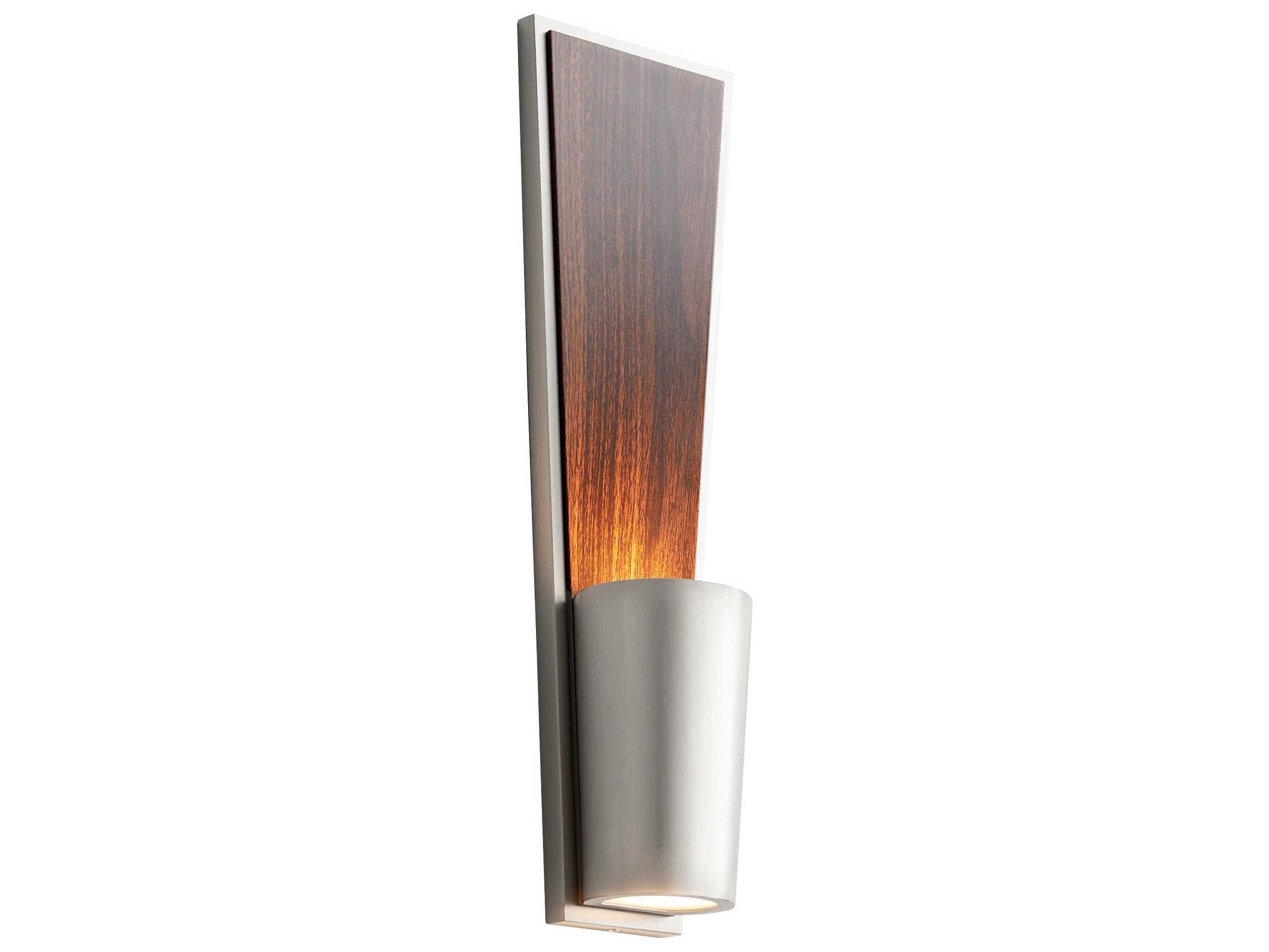 Oxygen by Quorum Favero 2-Light Satin Nickel Walnut Wall Sconce