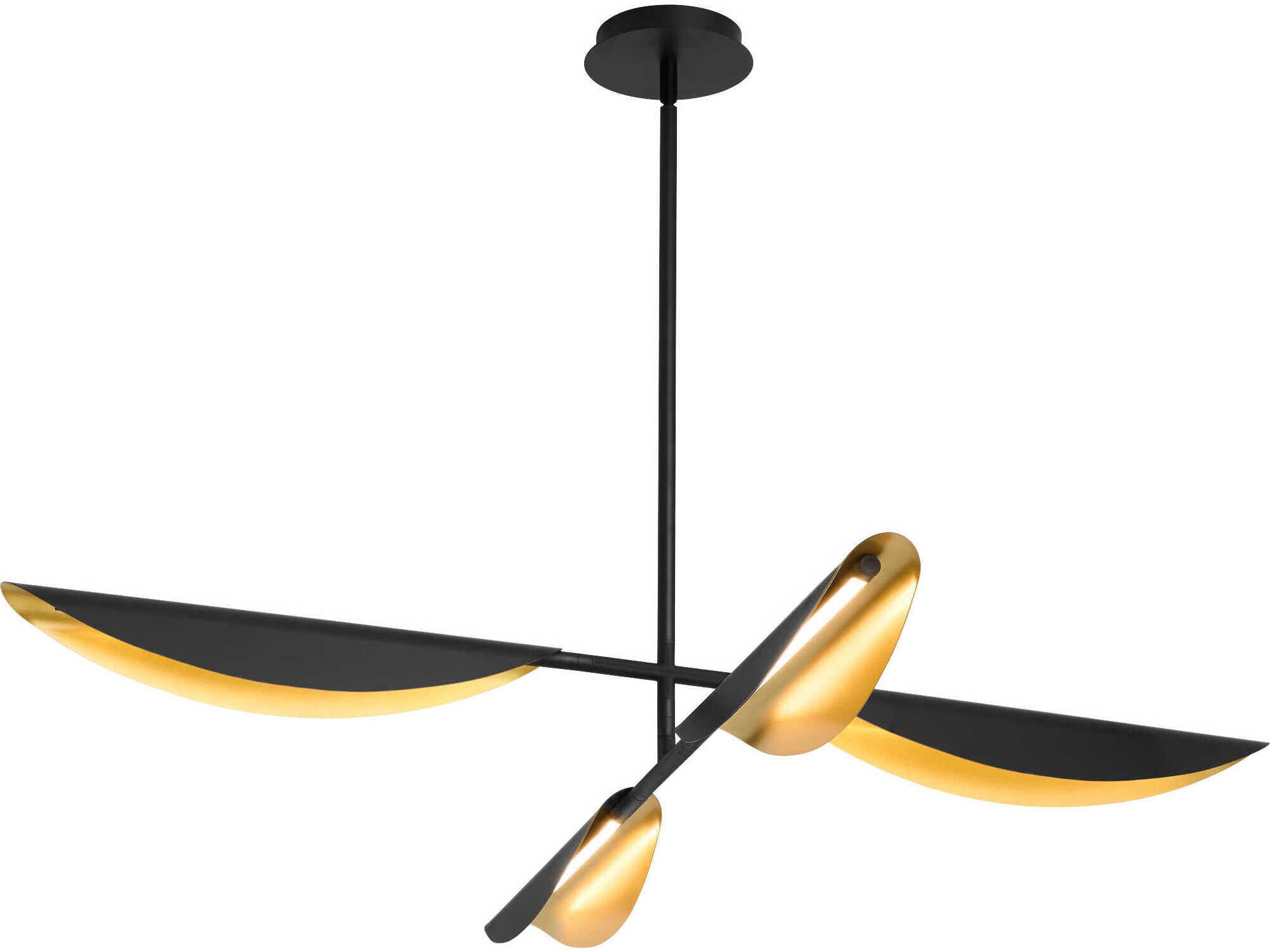 Oxygen by Quorum Pivot 4-Light Black Aged Brass Linear Chandelier