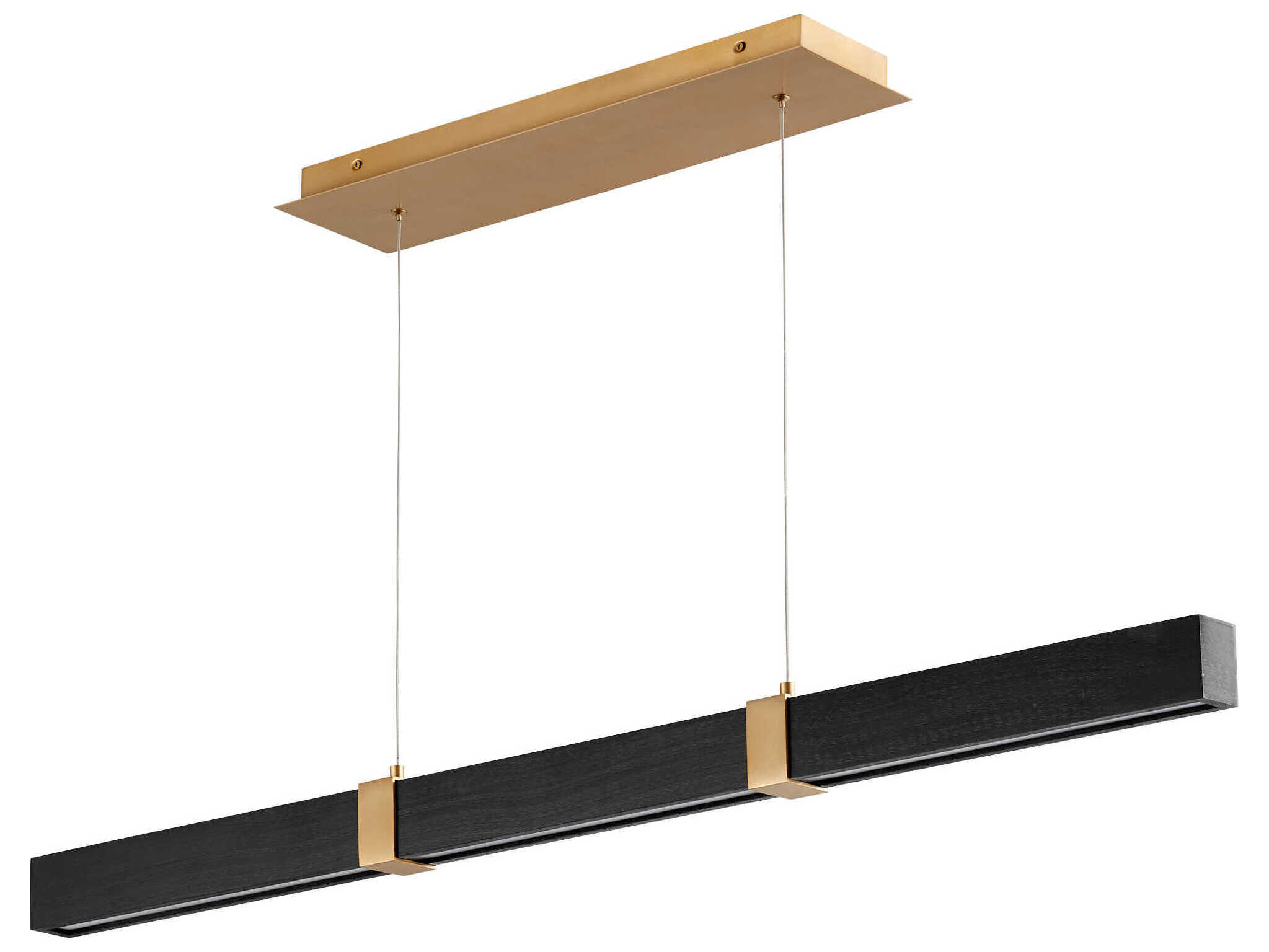 Oxygen by Quorum Decca 1-Light Aged Brass Black Oak Linear Island Pendant