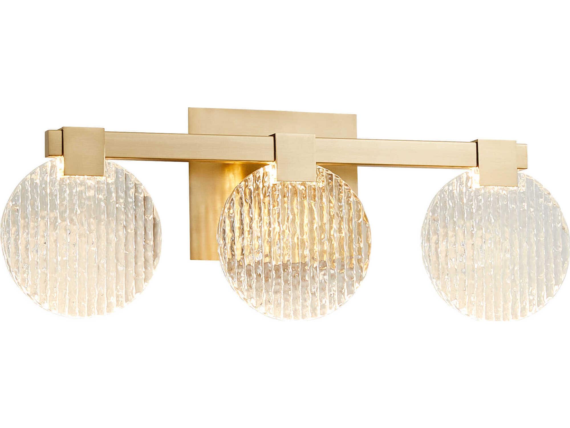 Oxygen by Quorum Axiom 3-Light Aged Brass Vanity Light