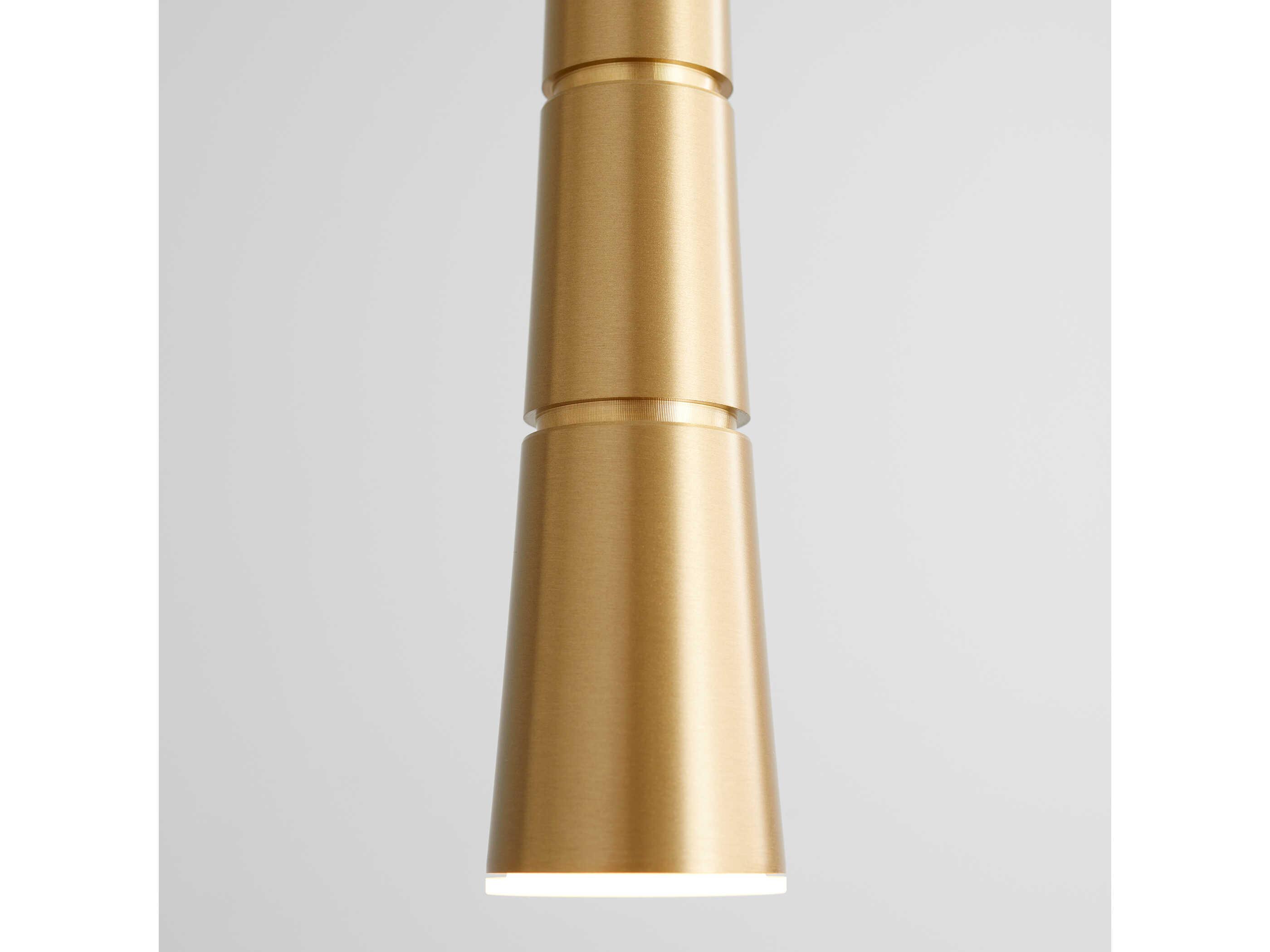 Oxygen by Quorum Sabre 1-Light Aged Brass Linear Mini Pendant