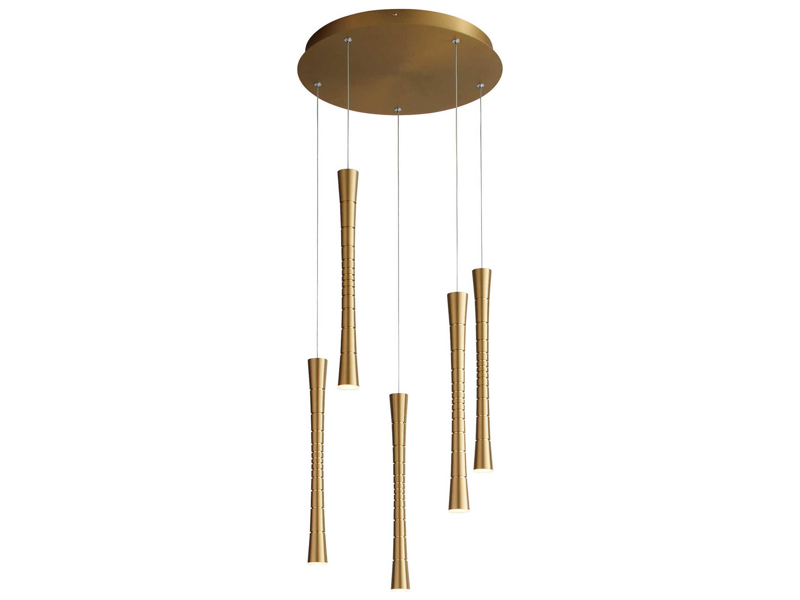 Oxygen by Quorum Sabre 5-Light Aged Brass Linear Mini Pendant