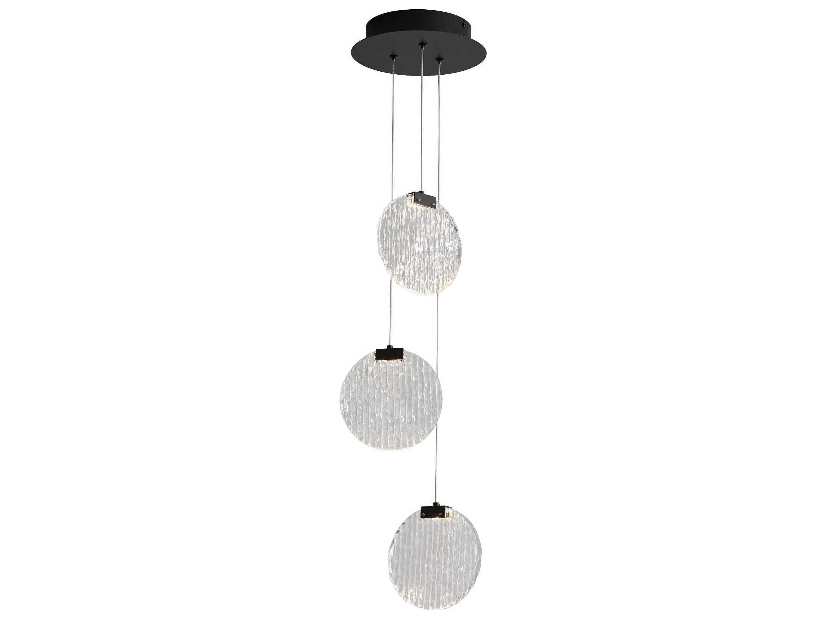 Oxygen by Quorum Axiom 3-Light Black Round Pendant