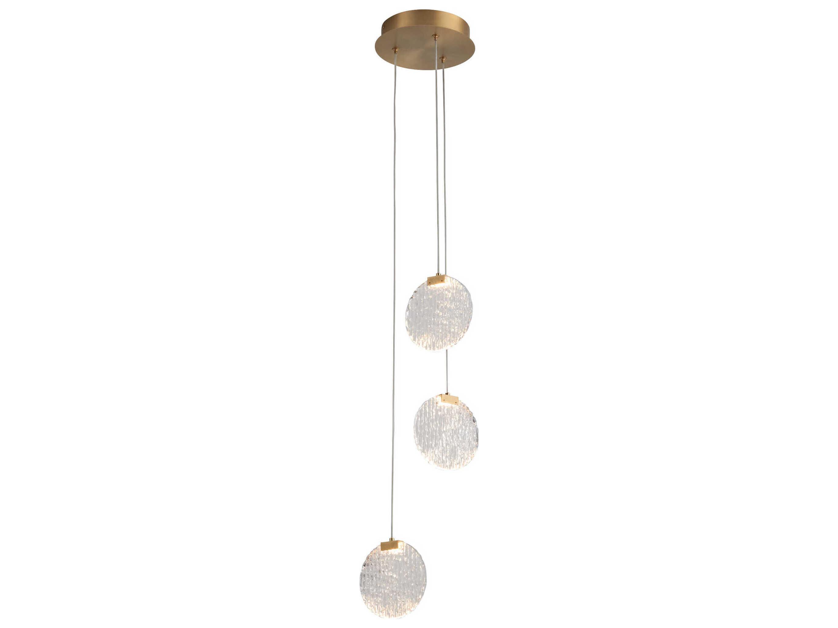 Oxygen by Quorum Axiom 3-Light Aged Brass Round Mini Pendant