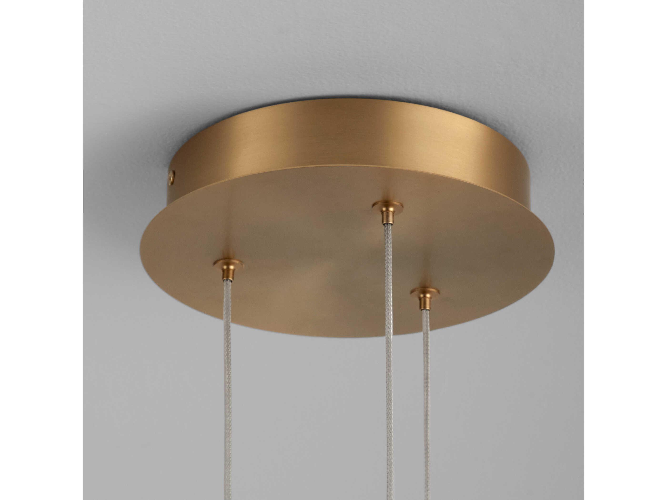Oxygen by Quorum Axiom 3-Light Aged Brass Round Mini Pendant