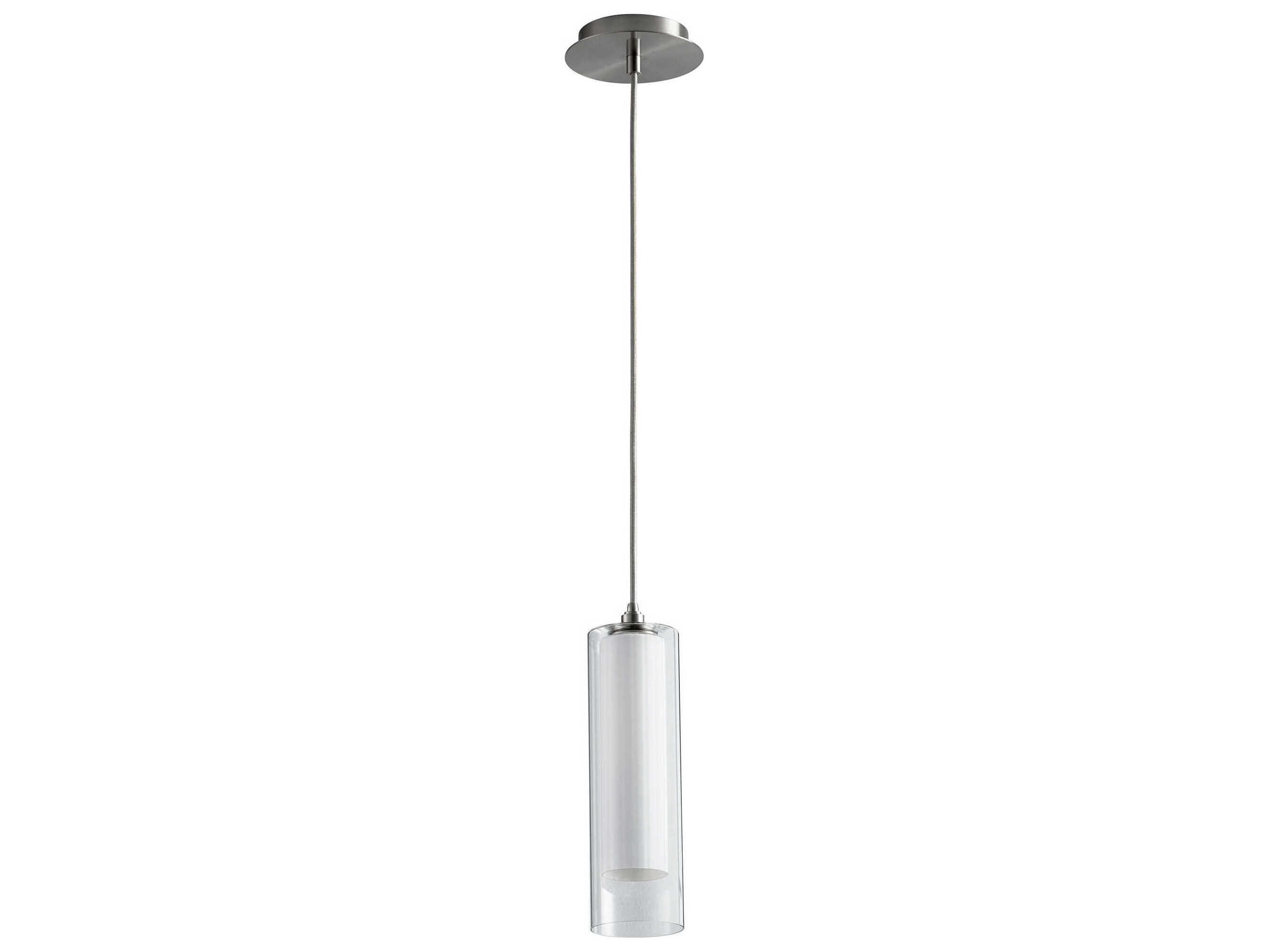 Oxygen by Quorum Gratis 1-Light Satin Nickel Opal Cylinder Mini Pendant