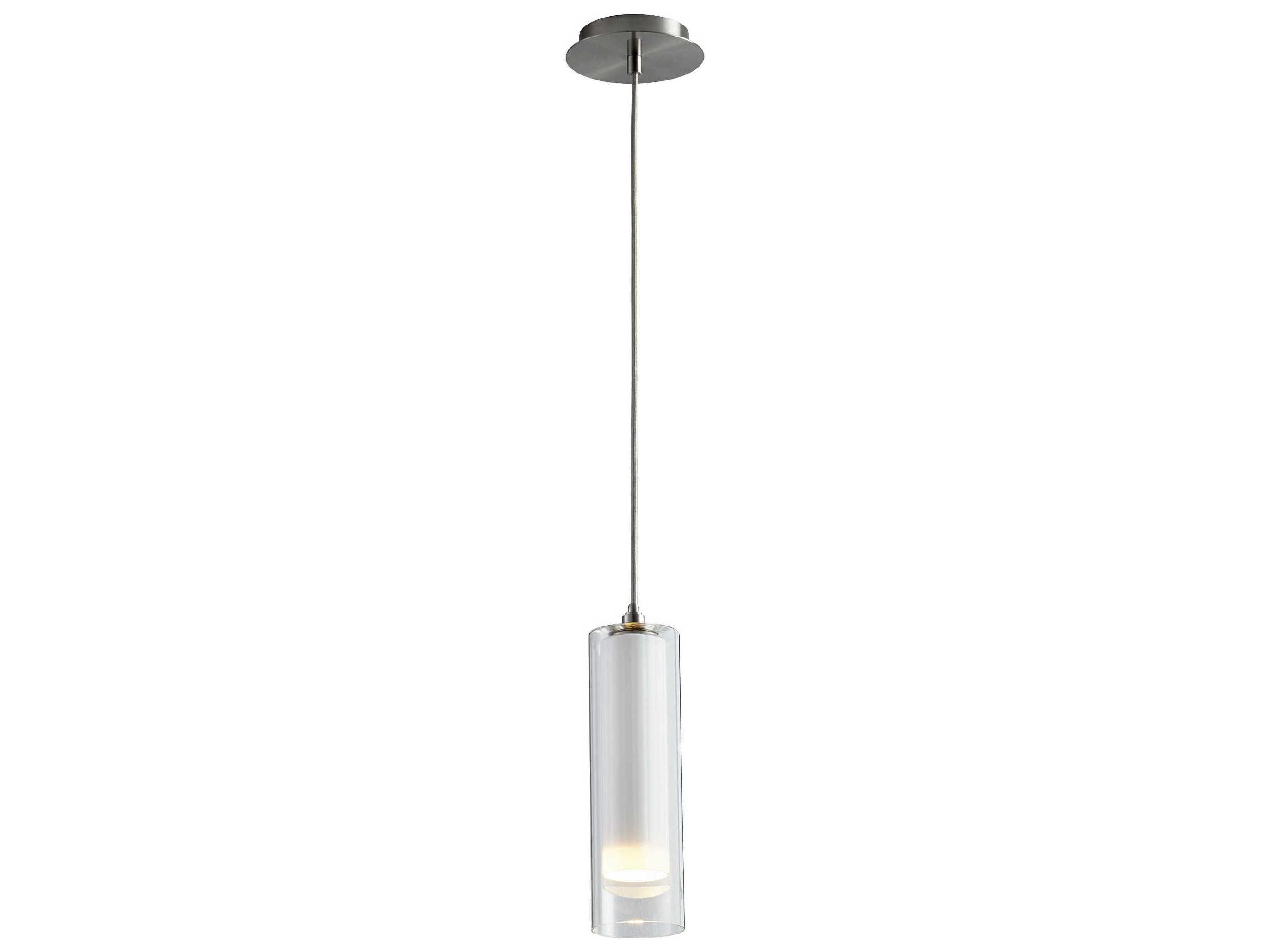 Oxygen by Quorum Gratis 1-Light Satin Nickel Opal Cylinder Mini Pendant