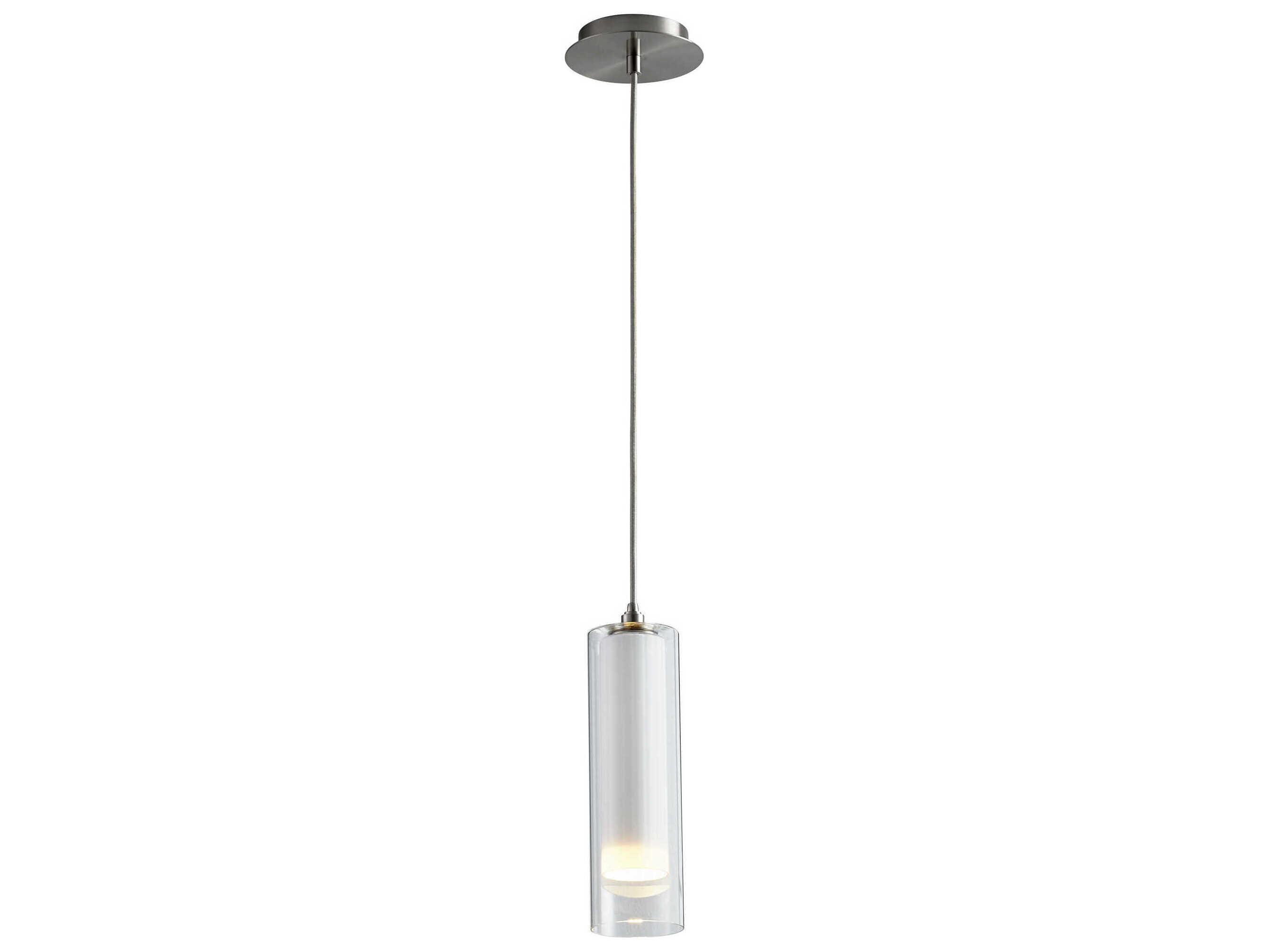 Oxygen by Quorum Gratis 1-Light Satin Nickel Opal Cylinder Mini Pendant