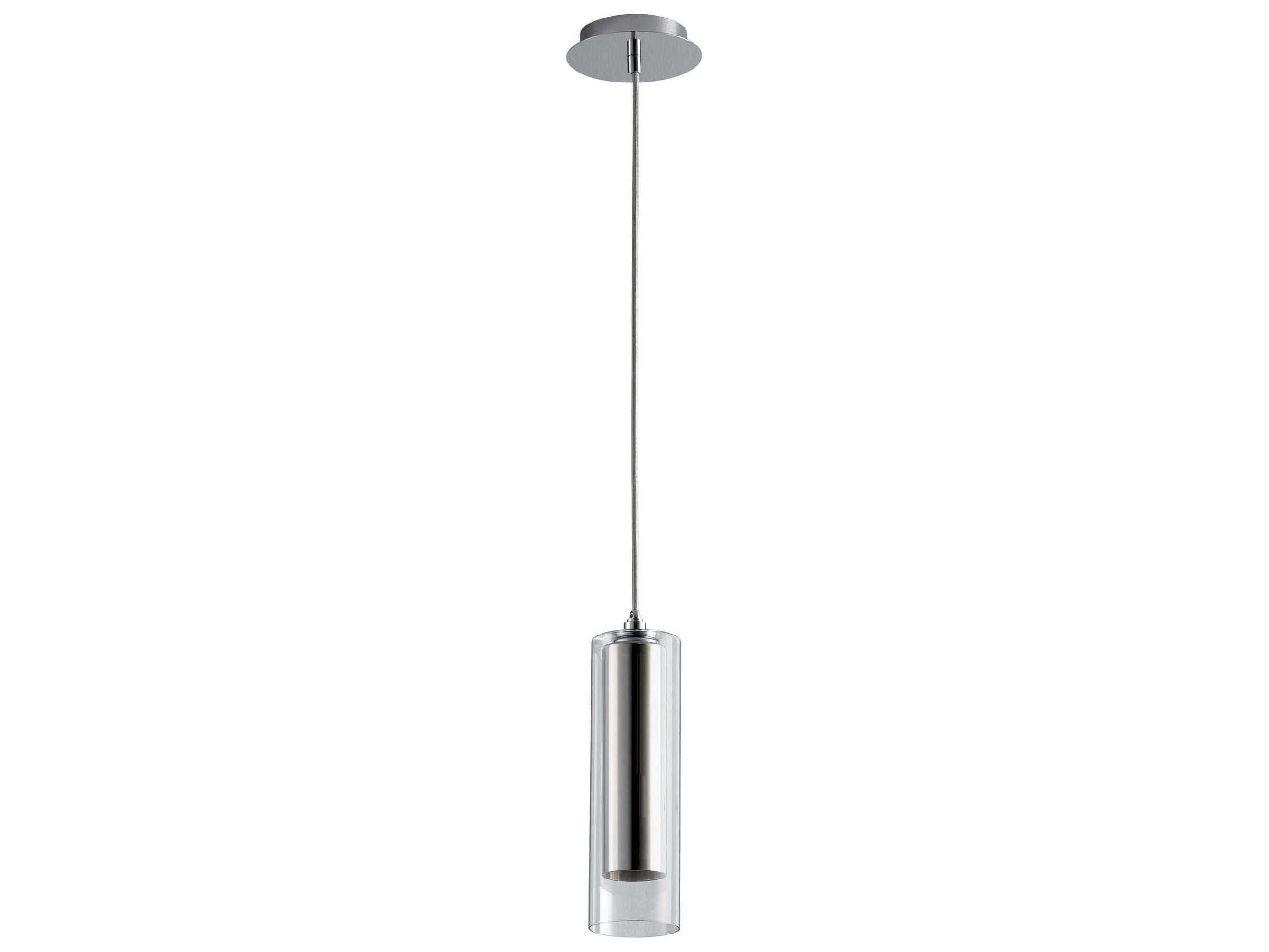 Oxygen by Quorum Gratis 1-Light Polished Chrome Mirror Glass Cylinder Mini Pendant