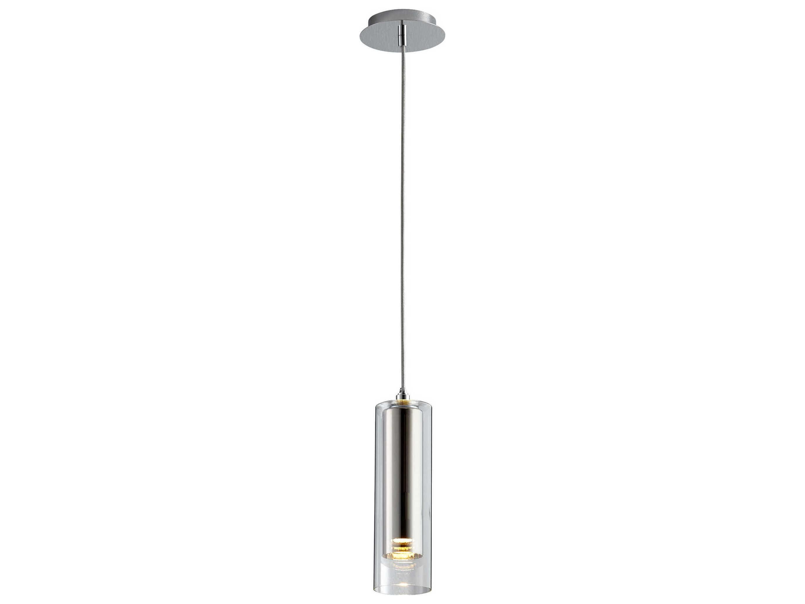 Oxygen by Quorum Gratis 1-Light Polished Chrome Mirror Glass Cylinder Mini Pendant