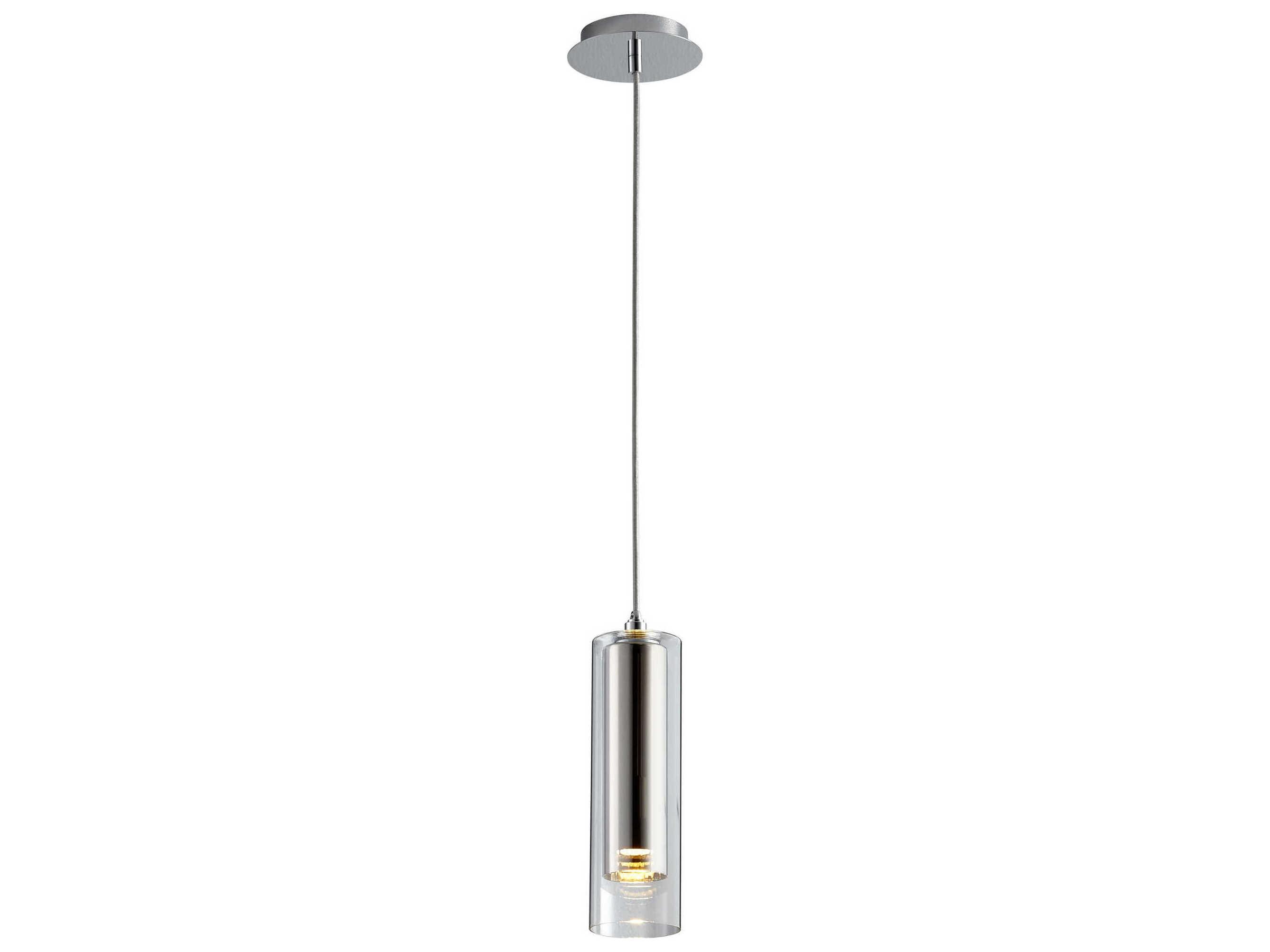 Oxygen by Quorum Gratis 1-Light Polished Chrome Mirror Glass Cylinder Mini Pendant