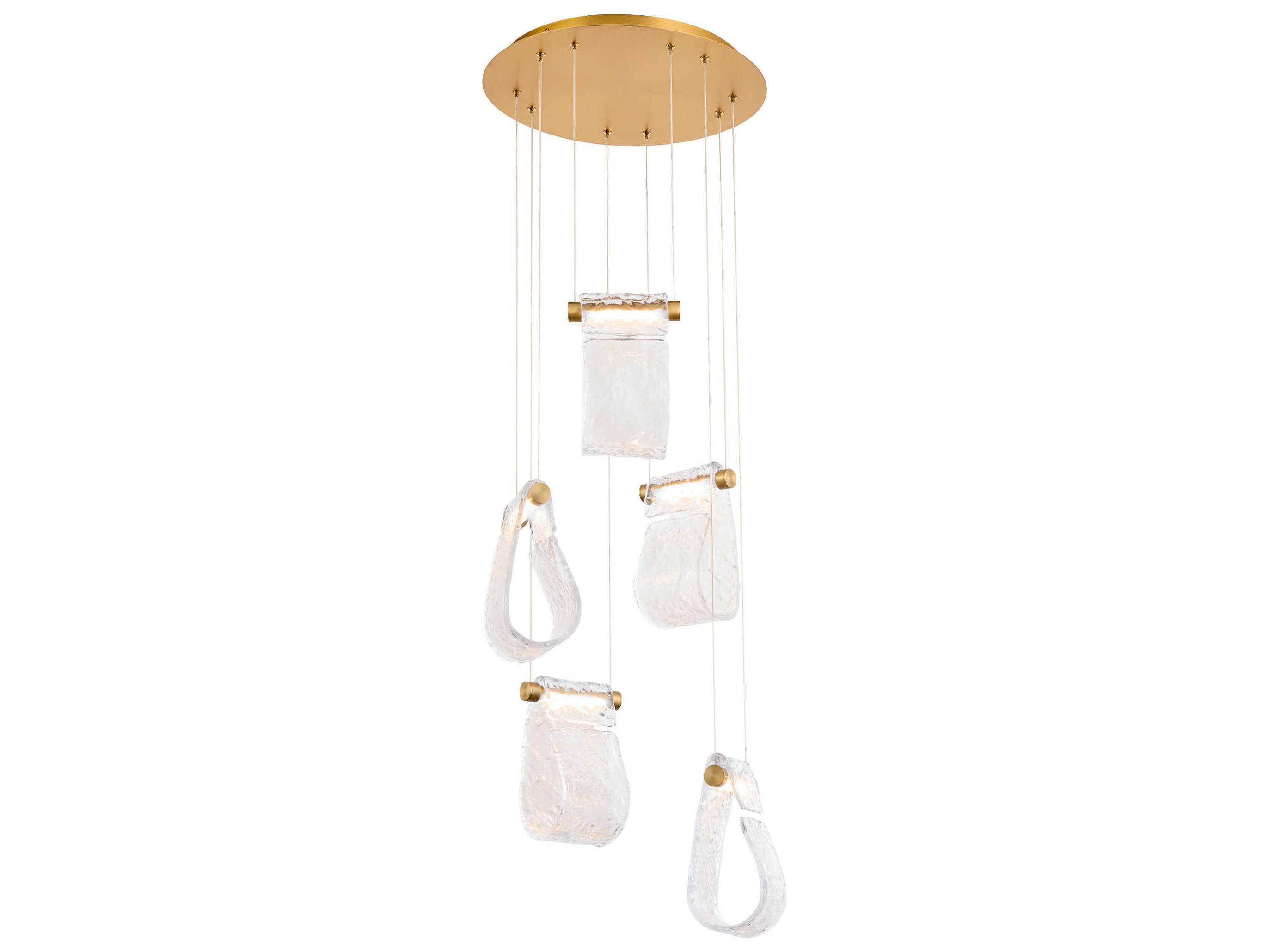 Oxygen by Quorum Veer 5-Light Aged Brass Pendant