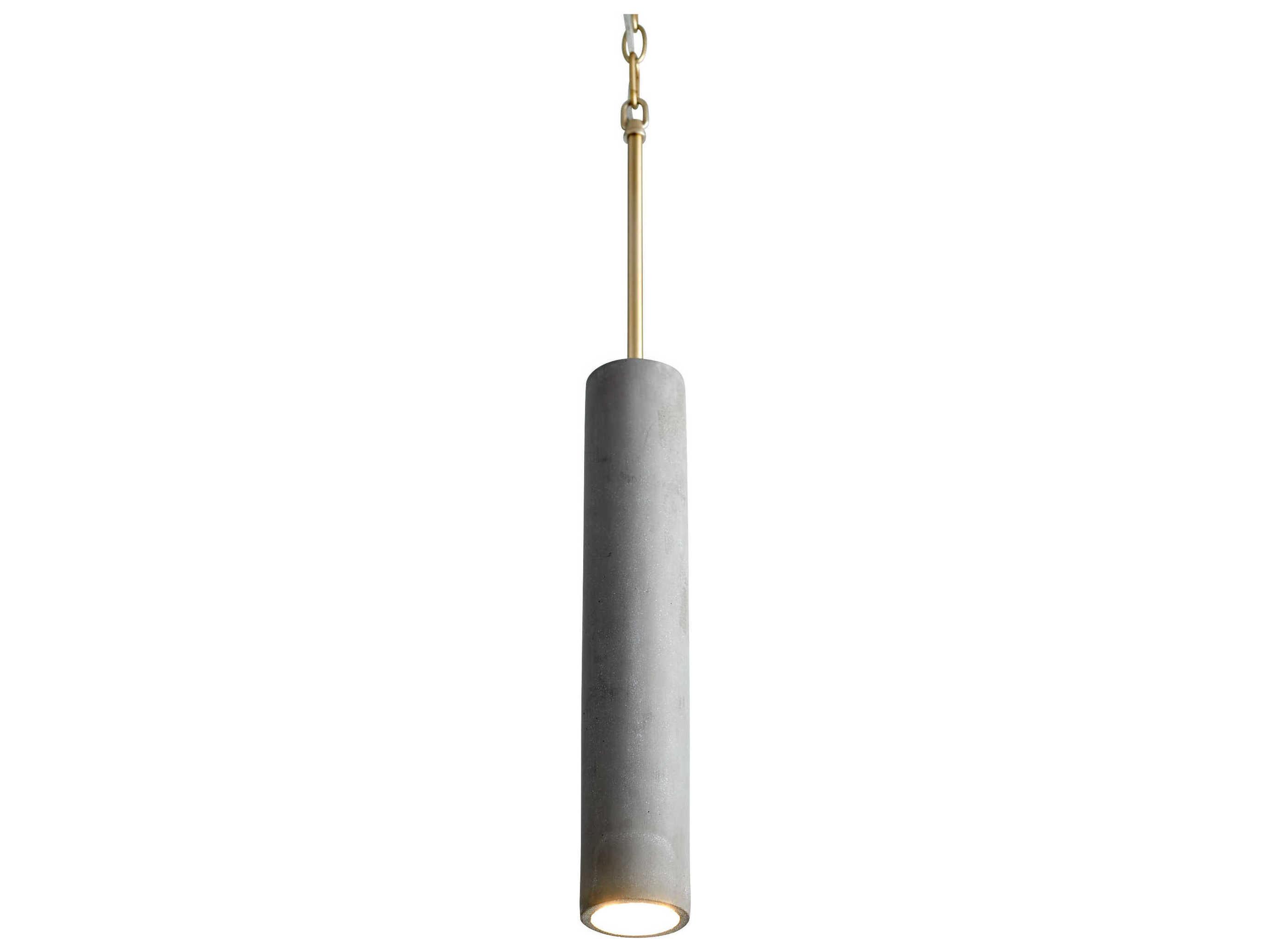 Oxygen by Quorum Totem 1-Light Aged Brass Dark Gray Cylinder Mini Pendant