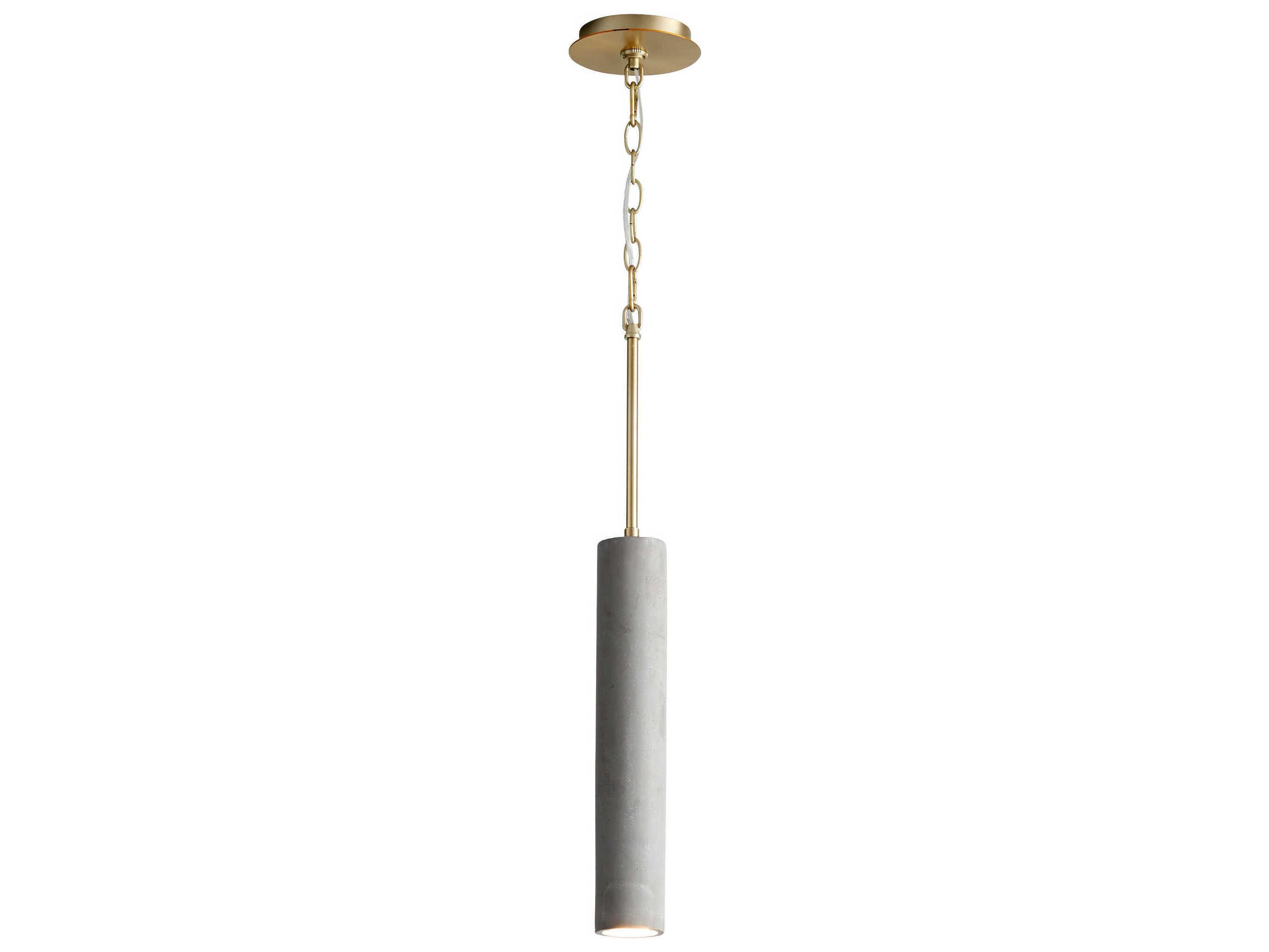 Oxygen by Quorum Totem 1-Light Aged Brass Dark Gray Cylinder Mini Pendant