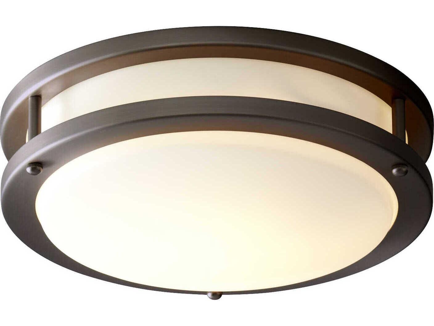 Oxygen by Quorum Oracle 1-Light Oiled Bronze Round Flush Mount