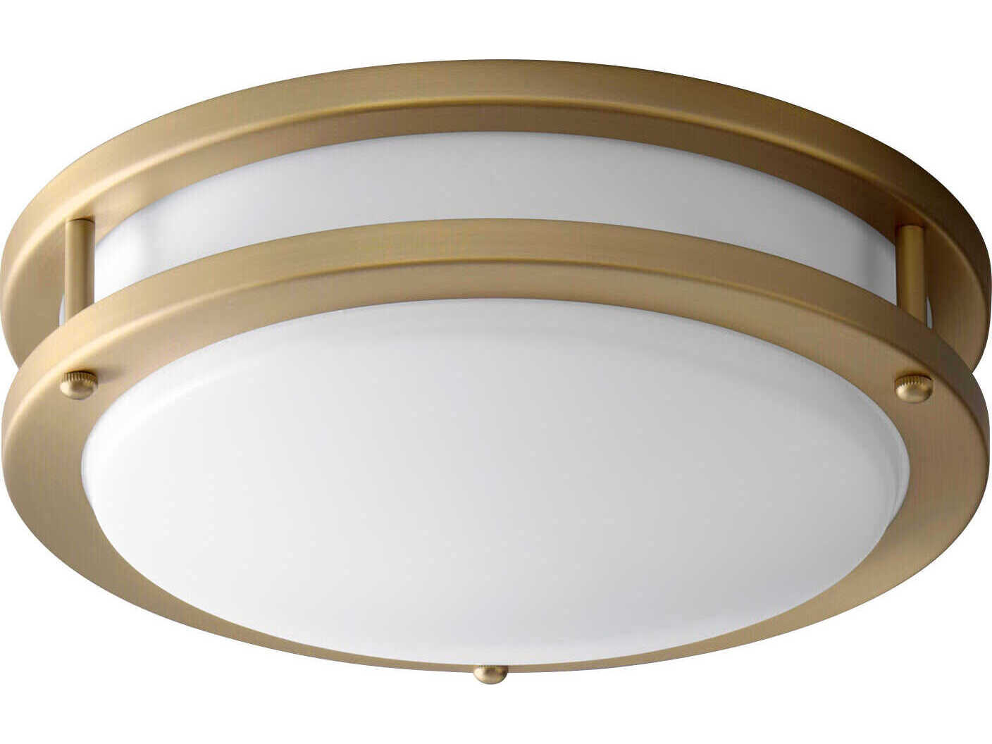 Oxygen by Quorum Oracle 1-Light Aged Brass Round Flush Mount