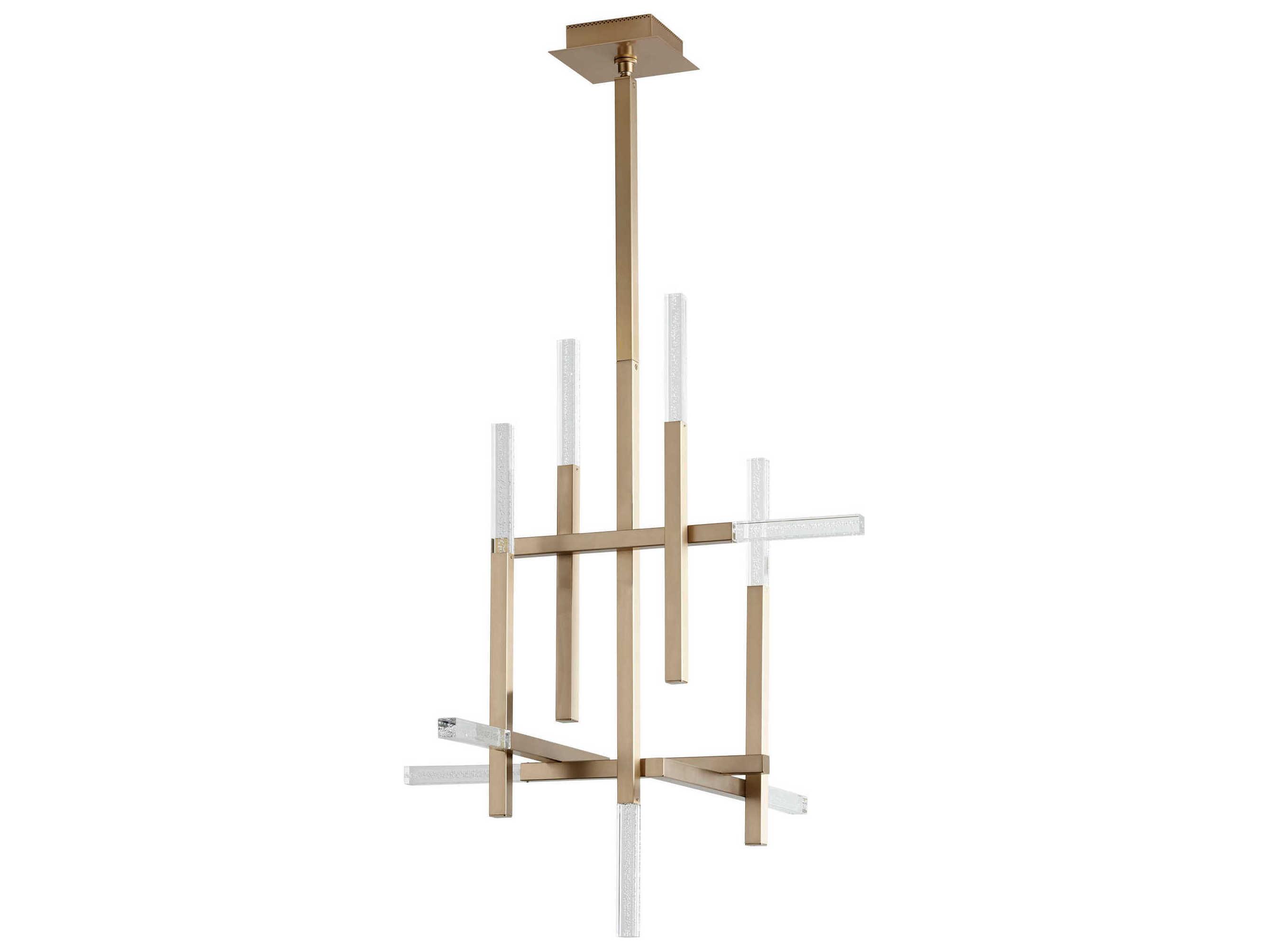 Oxygen by Quorum Atlantis 9-Light Aged Brass Geometric Chandelier