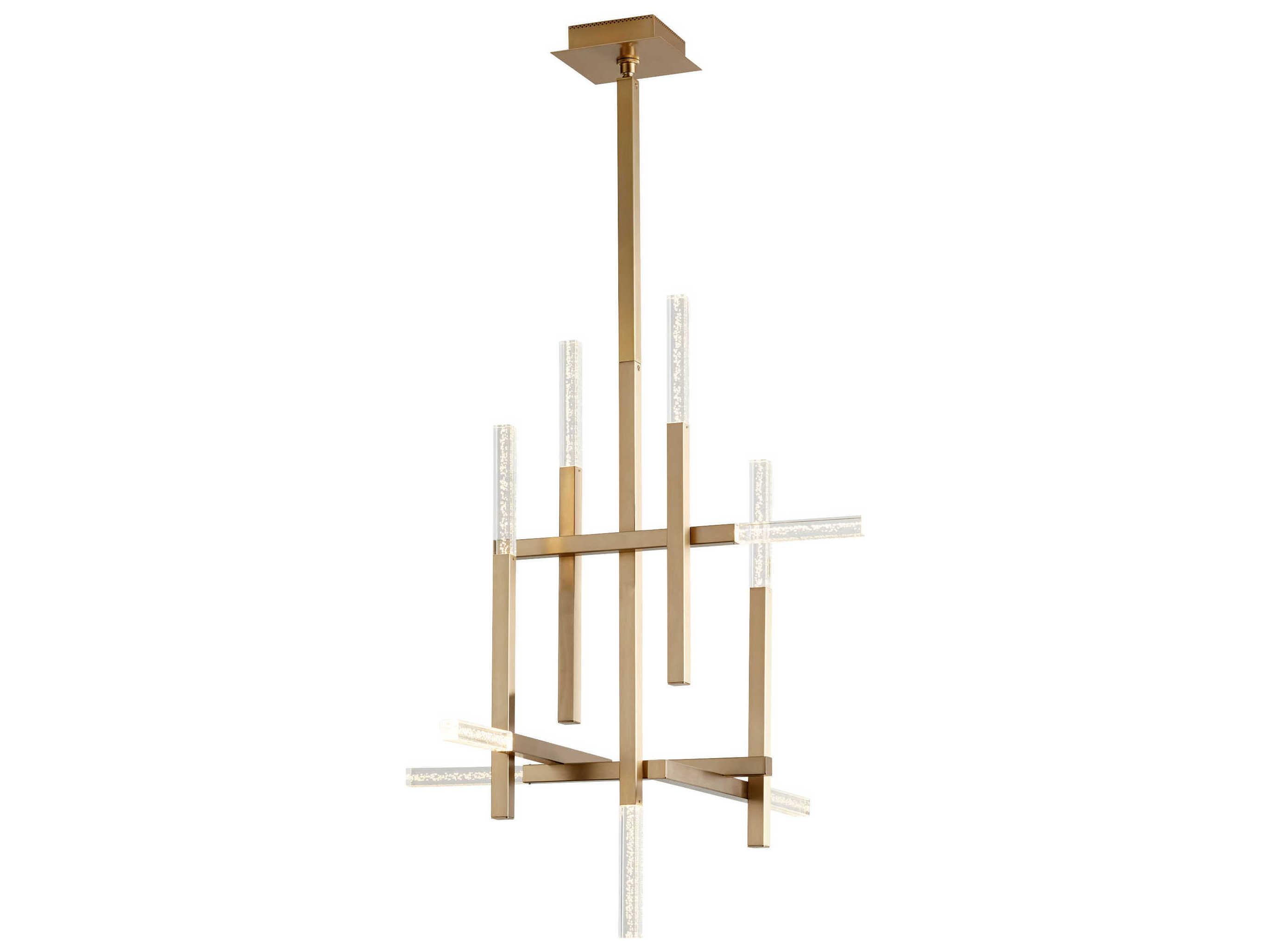 Oxygen by Quorum Atlantis 9-Light Aged Brass Geometric Chandelier