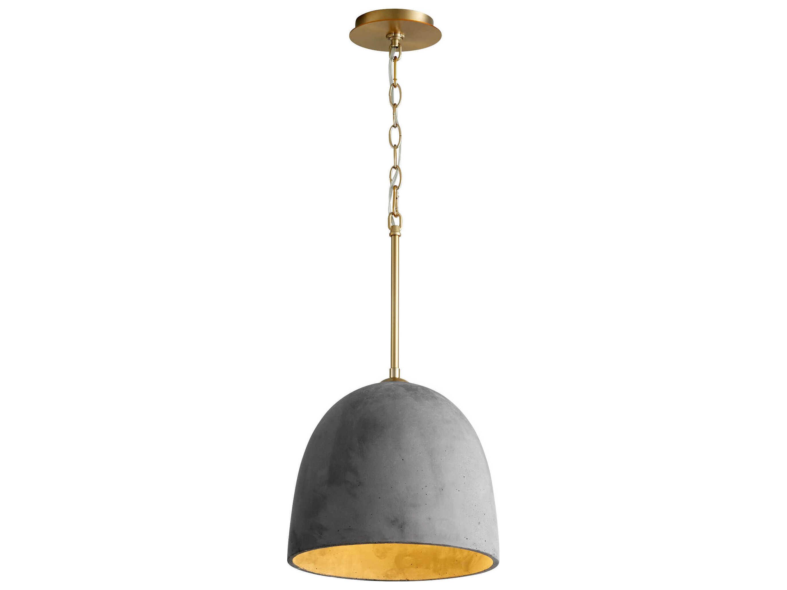 Oxygen by Quorum Dune 1-Light Aged Brass Dark Gray Dome Mini Pendant