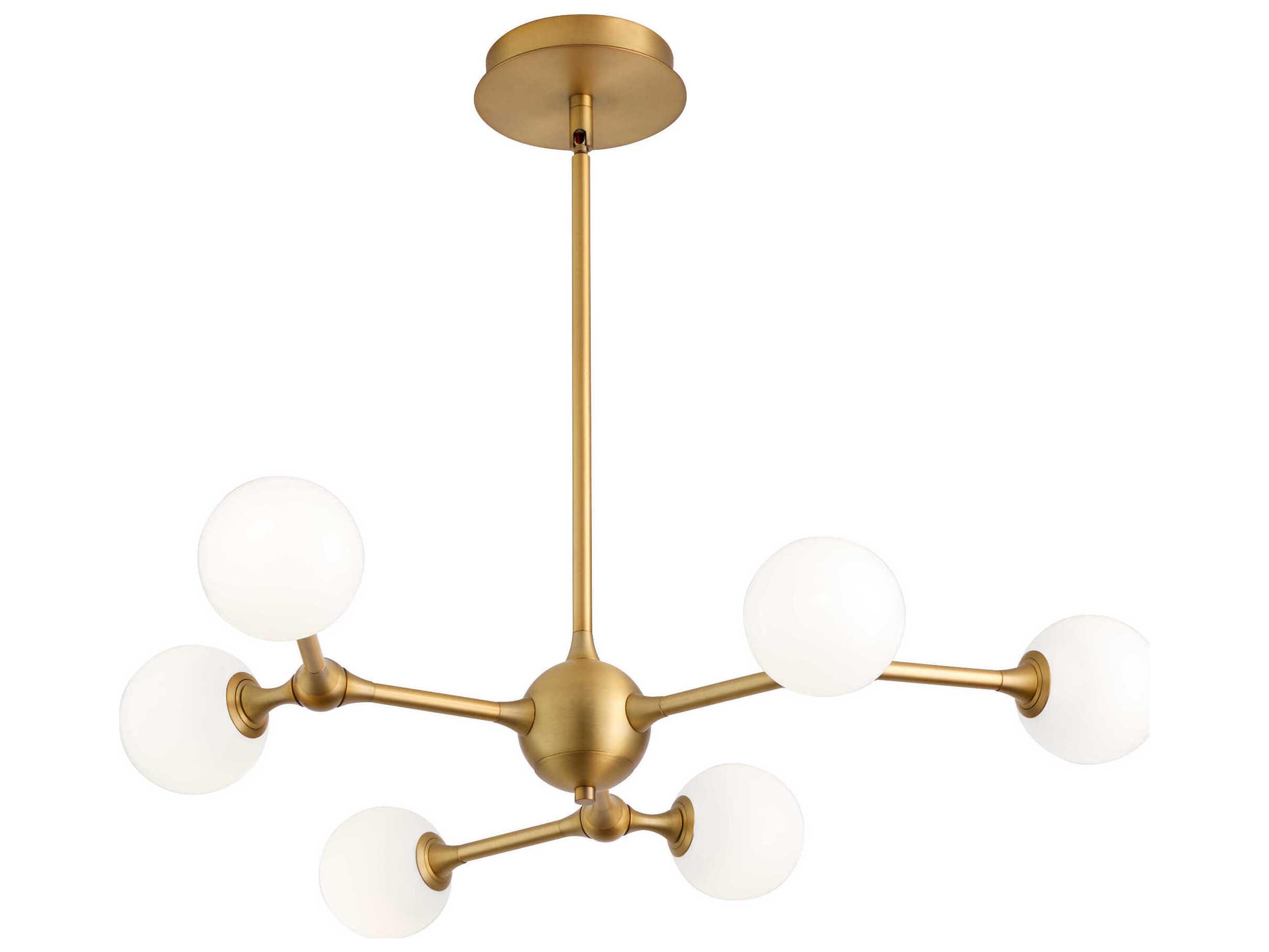 Oxygen by Quorum Orbe 6-Light Brushed Brass Globe Sputnik Chandelier