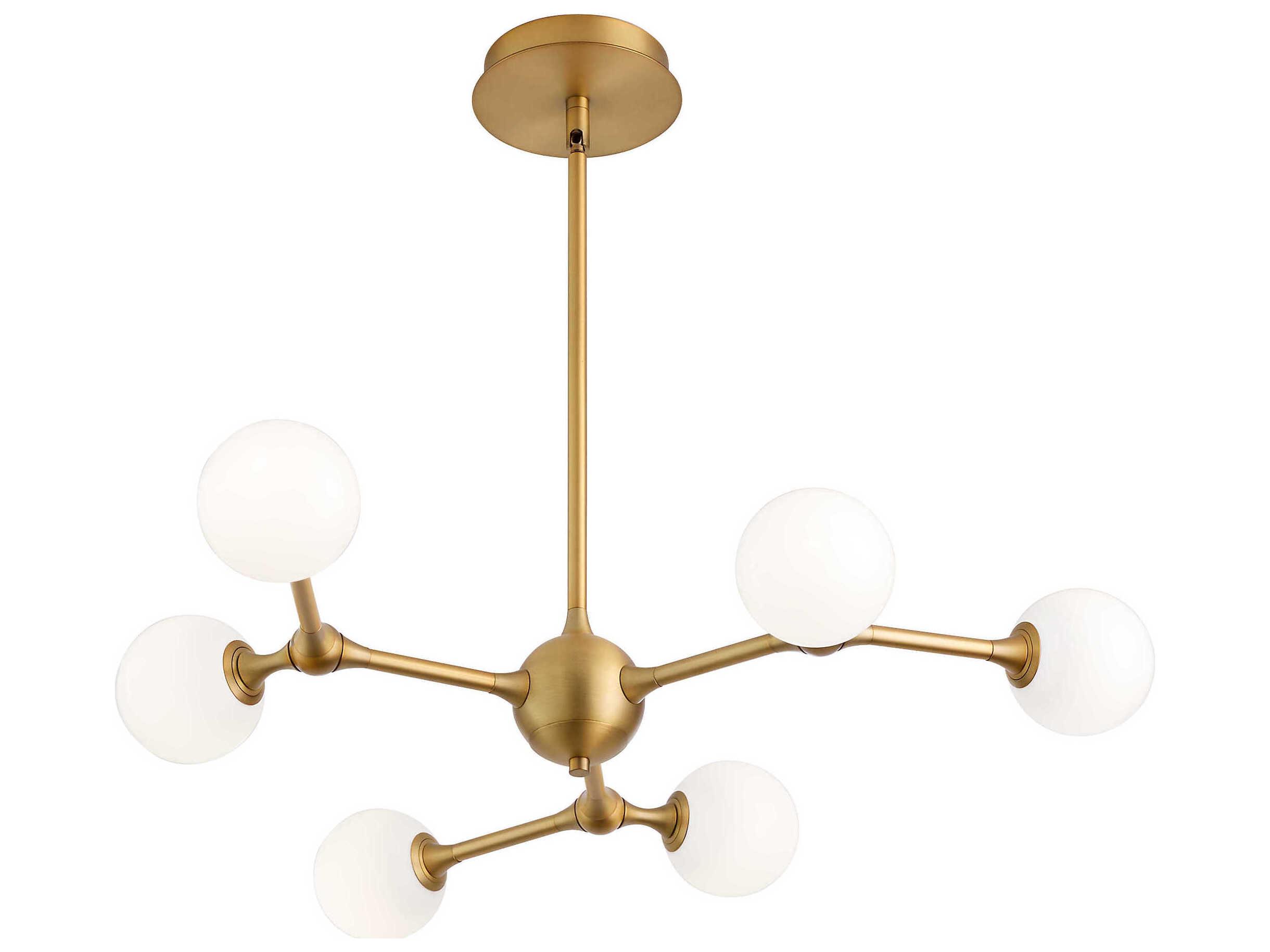 Oxygen by Quorum Orbe 6-Light Brushed Brass Globe Sputnik Chandelier