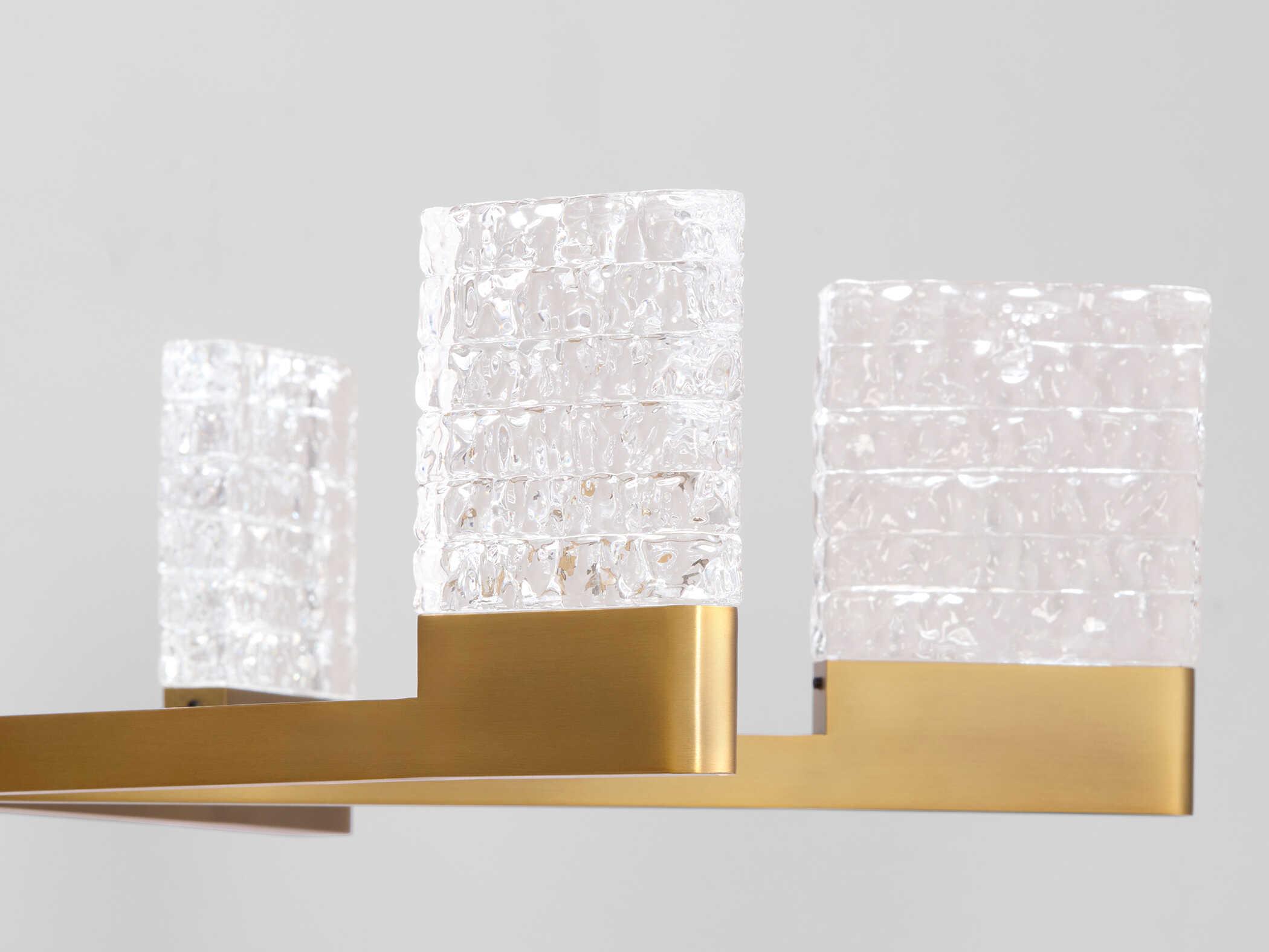 Oxygen by Quorum Gamma 6-Light Brushed Brass Geometric Linear Chandelier