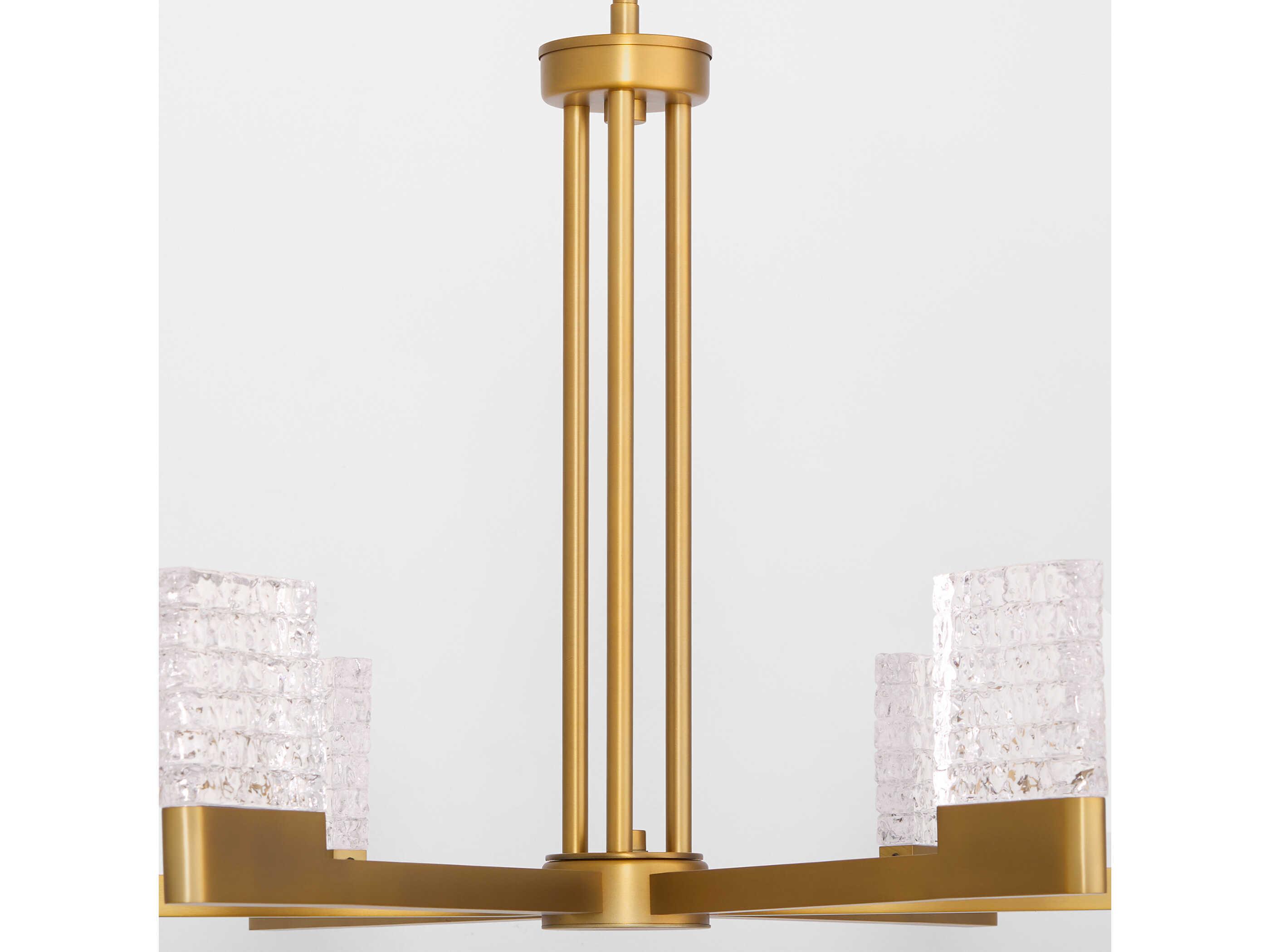 Oxygen by Quorum Gamma 6-Light Brushed Brass Geometric Linear Chandelier