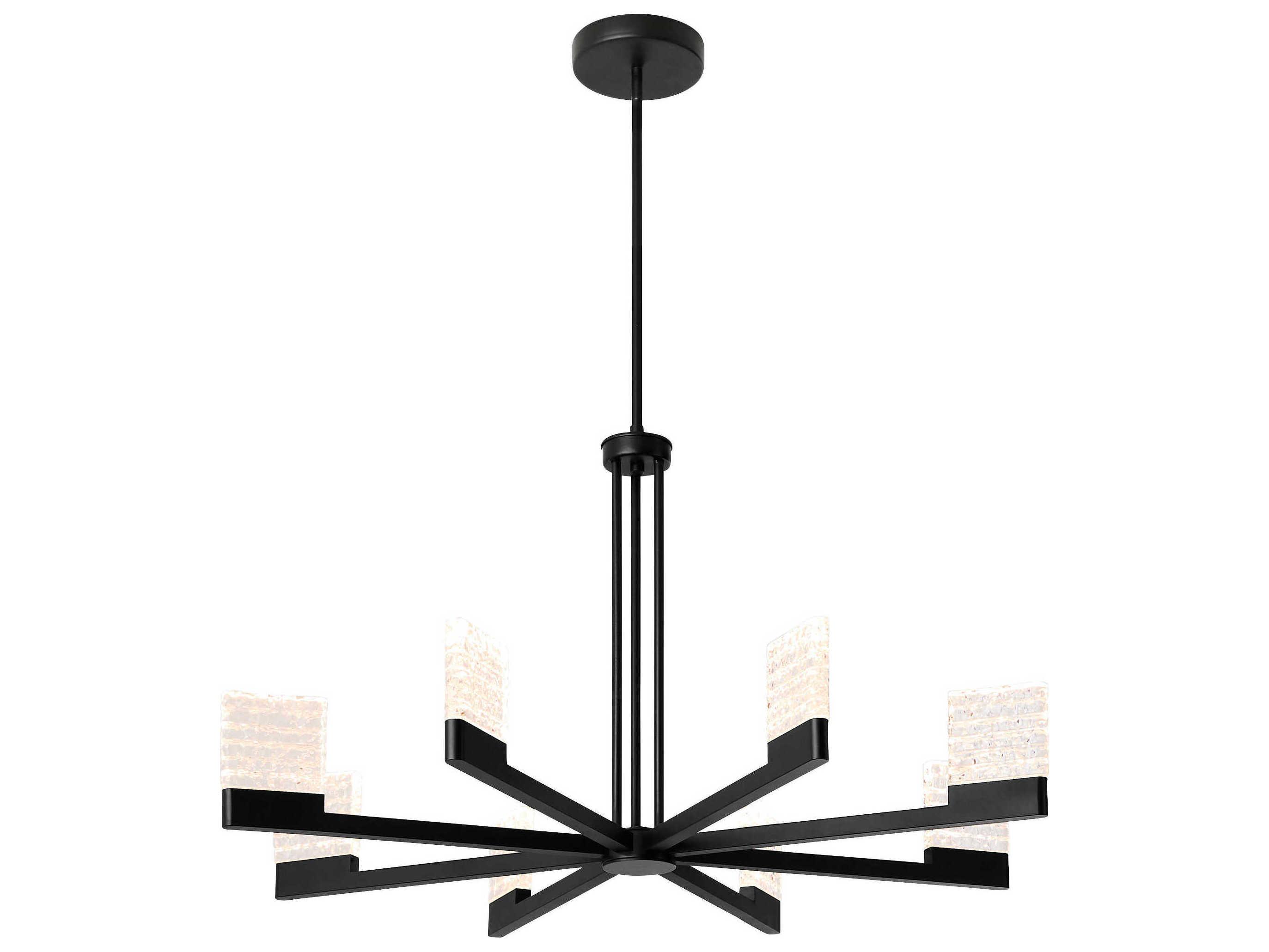 Oxygen by Quorum Gamma 8-Light Black Geometric Linear Chandelier