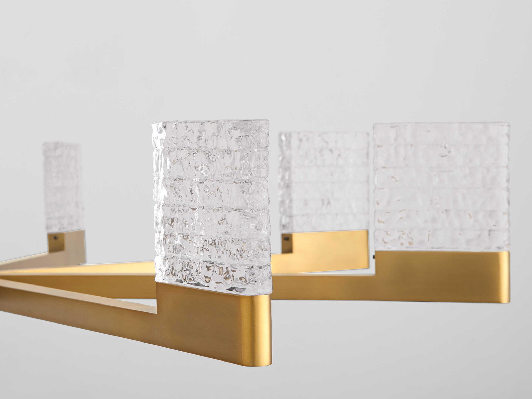 Oxygen by Quorum Gamma 8-Light Brushed Brass Geometric Linear Chandelier