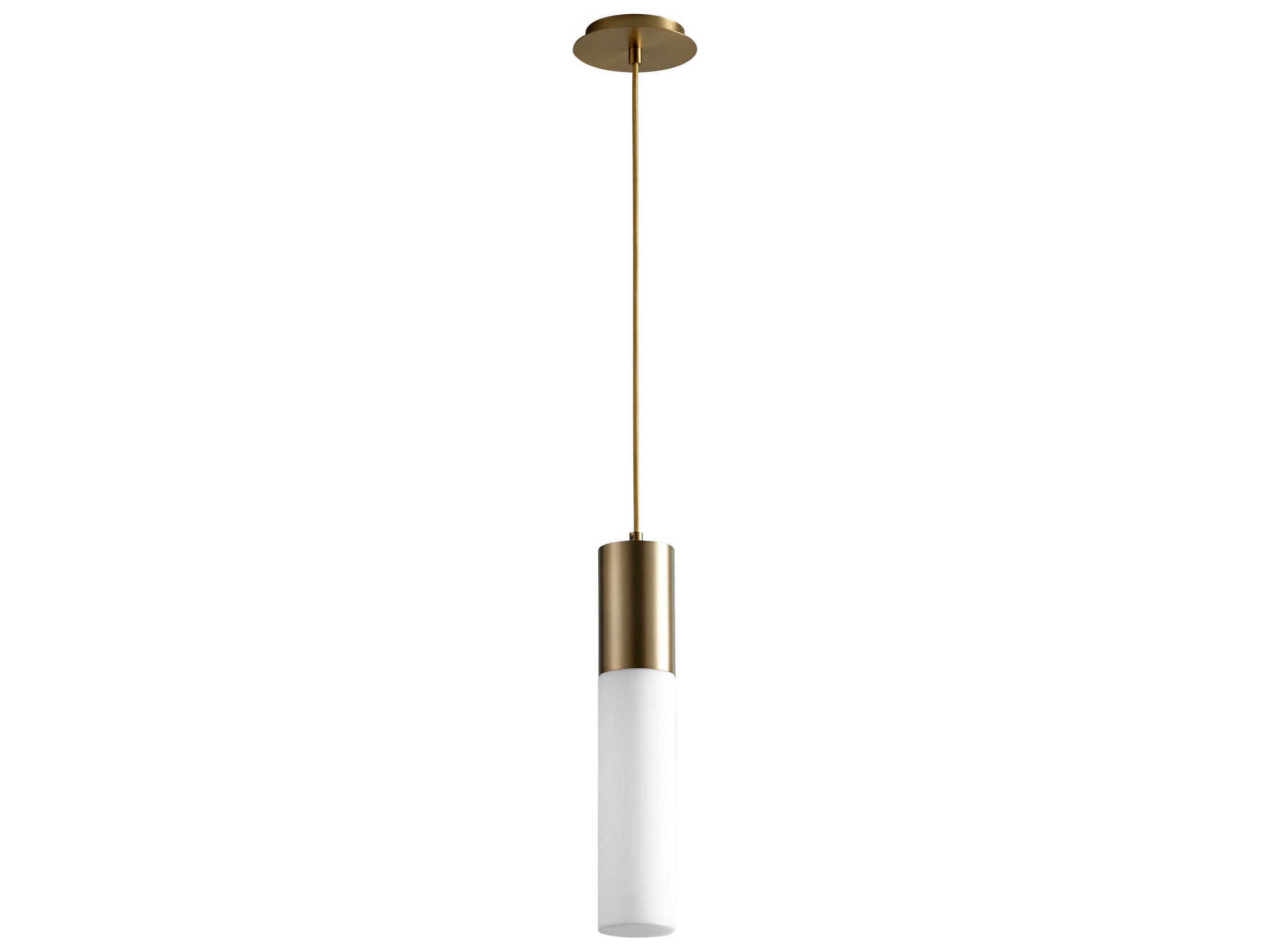 Oxygen by Quorum Magnum 1-Light Aged Brass Cylinder Mini Pendant