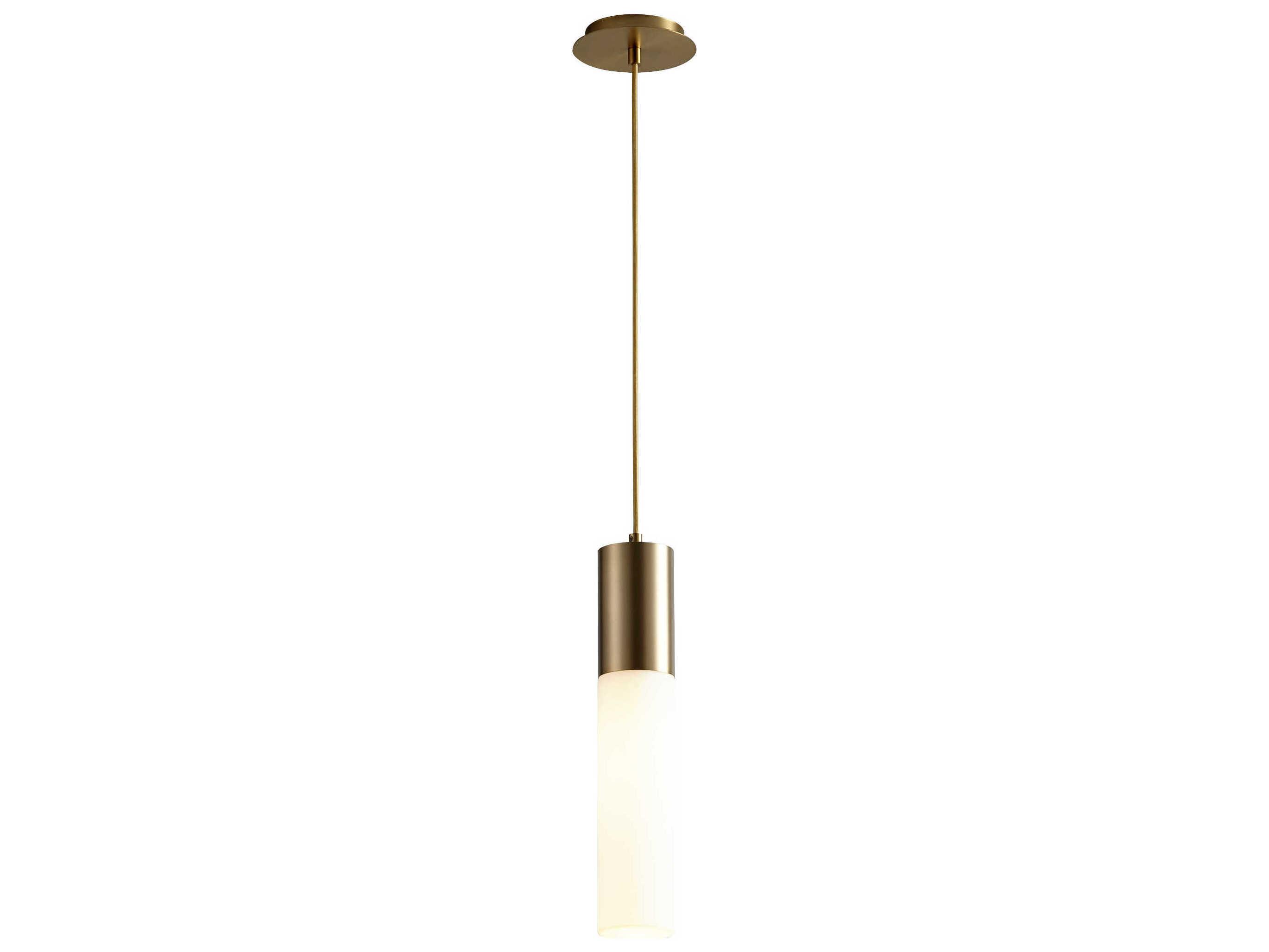 Oxygen by Quorum Magnum 1-Light Aged Brass Cylinder Mini Pendant