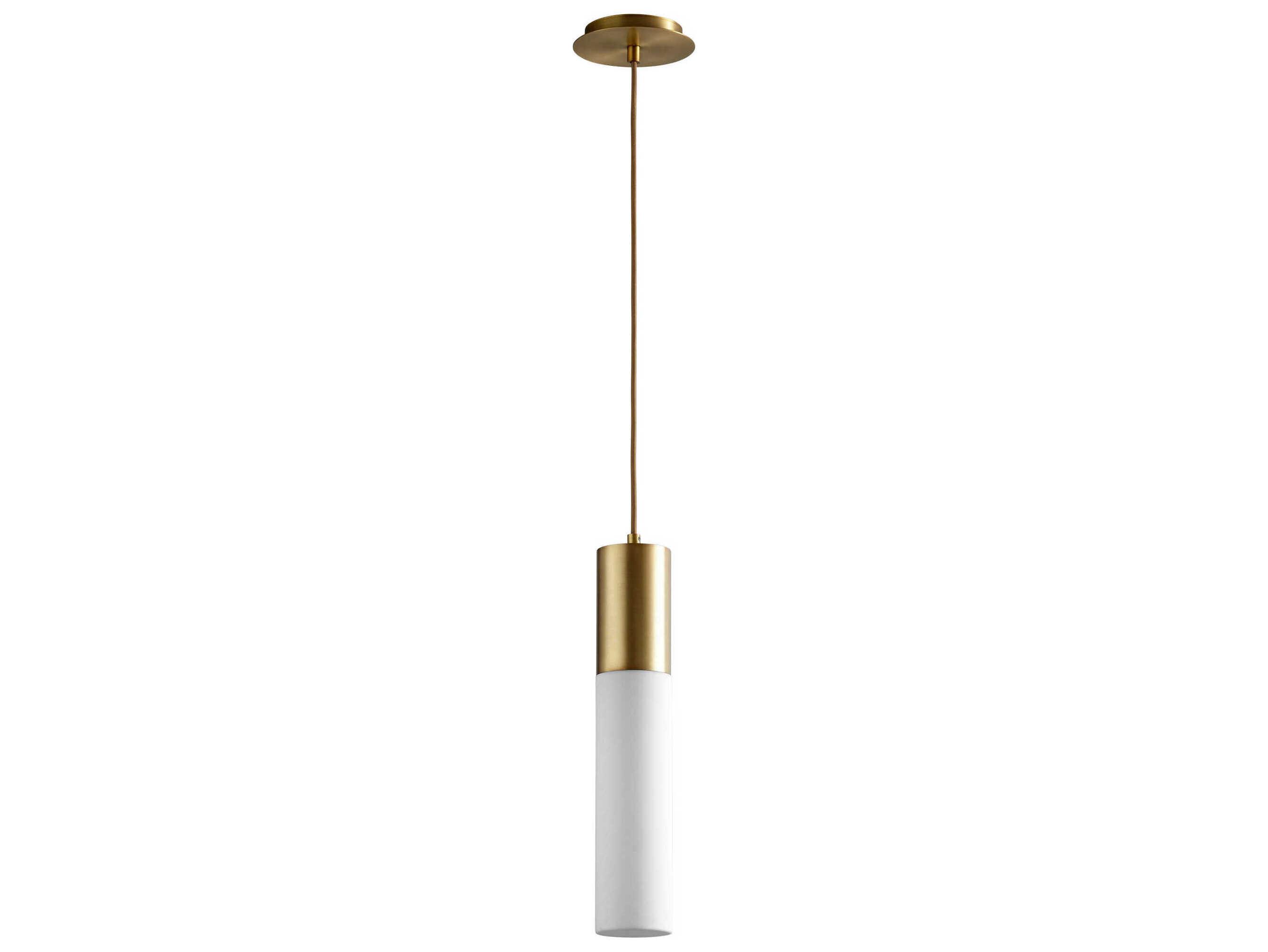 Oxygen by Quorum Magnum 1-Light Aged Brass Cylinder Mini Pendant