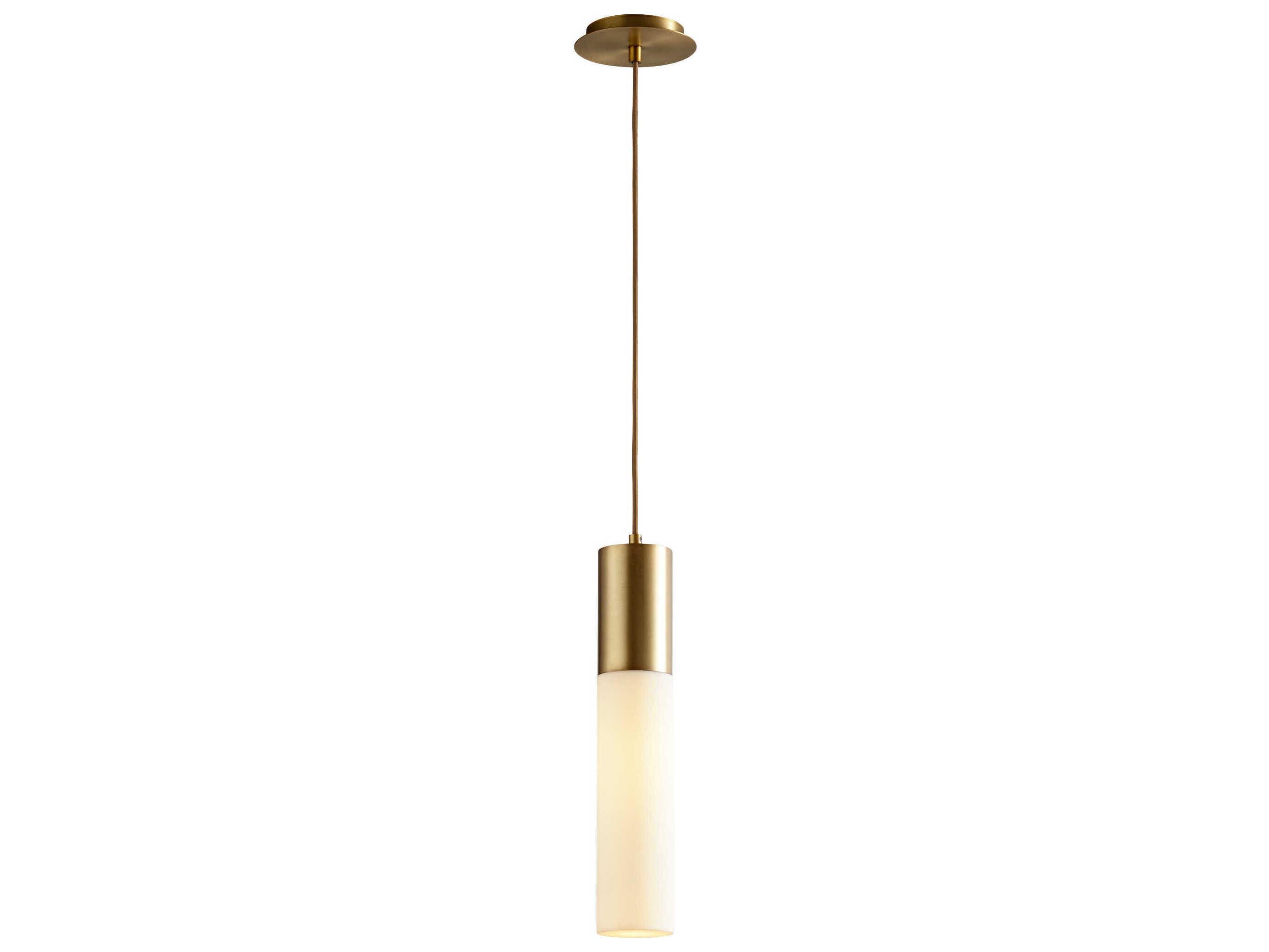 Oxygen by Quorum Magnum 1-Light Aged Brass Cylinder Mini Pendant