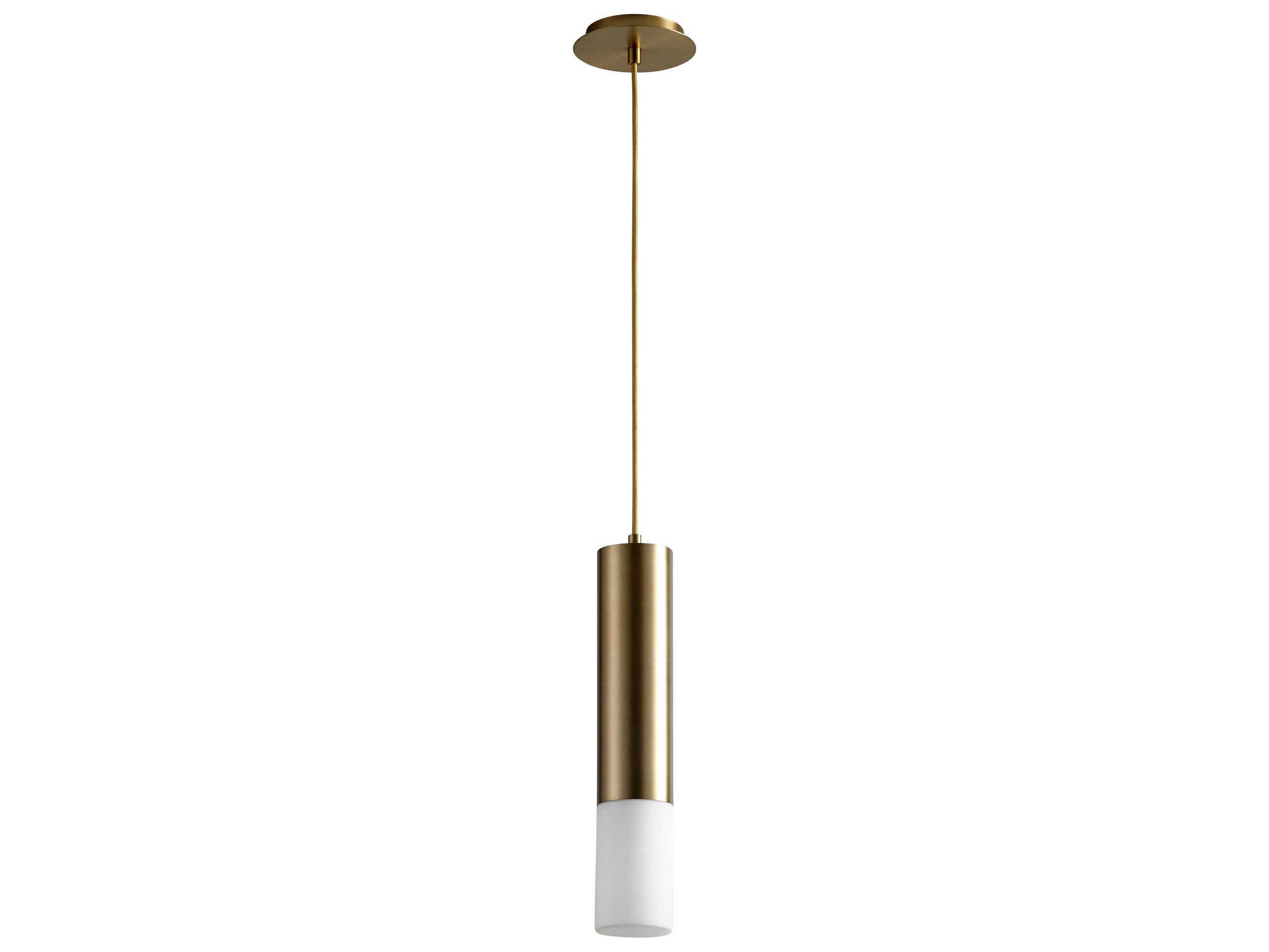 Oxygen by Quorum Opus 1-Light Aged Brass Cylinder Mini Pendant