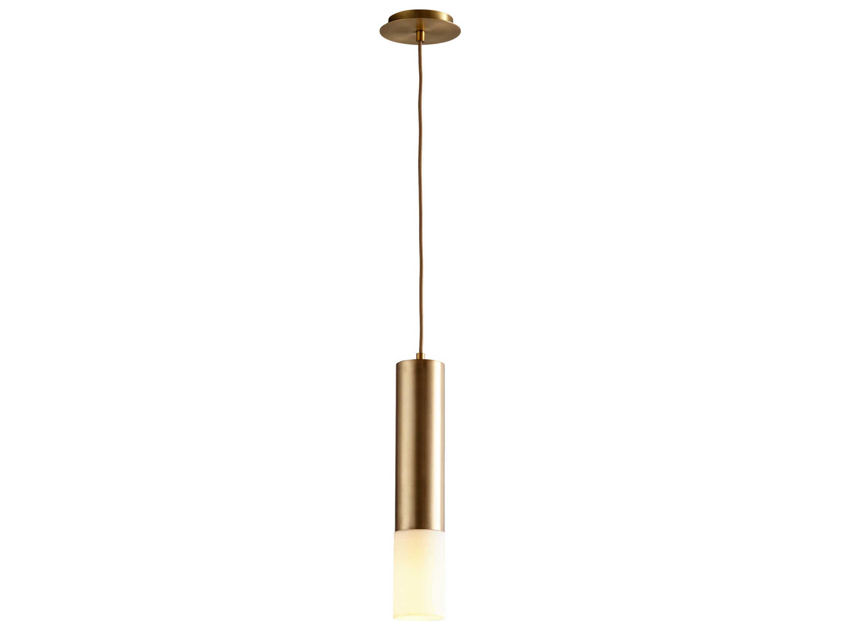 Oxygen by Quorum Opus 1-Light Aged Brass Cylinder Mini Pendant