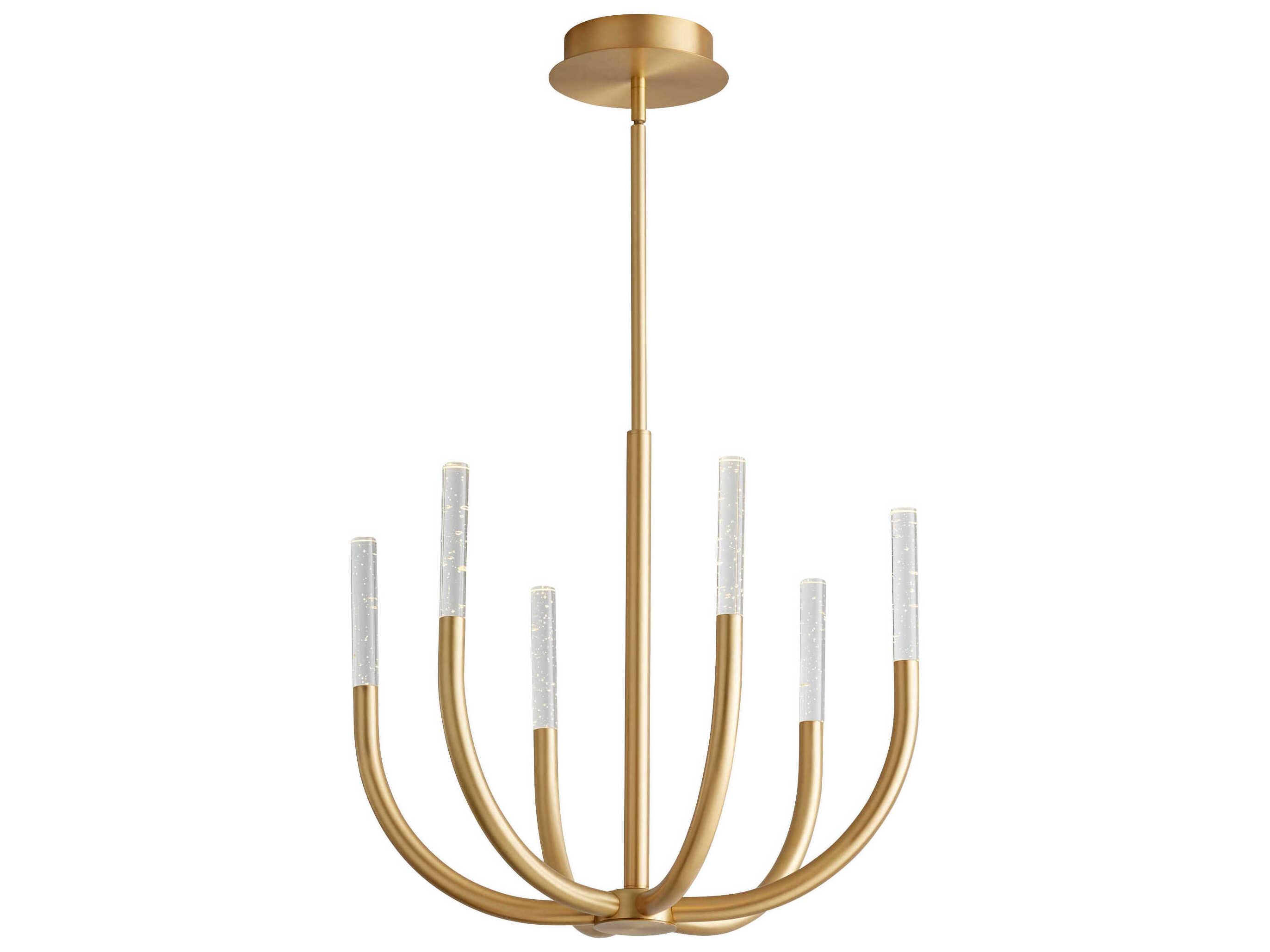Oxygen by Quorum Presto 6-Light Aged Brass Linear Chandelier