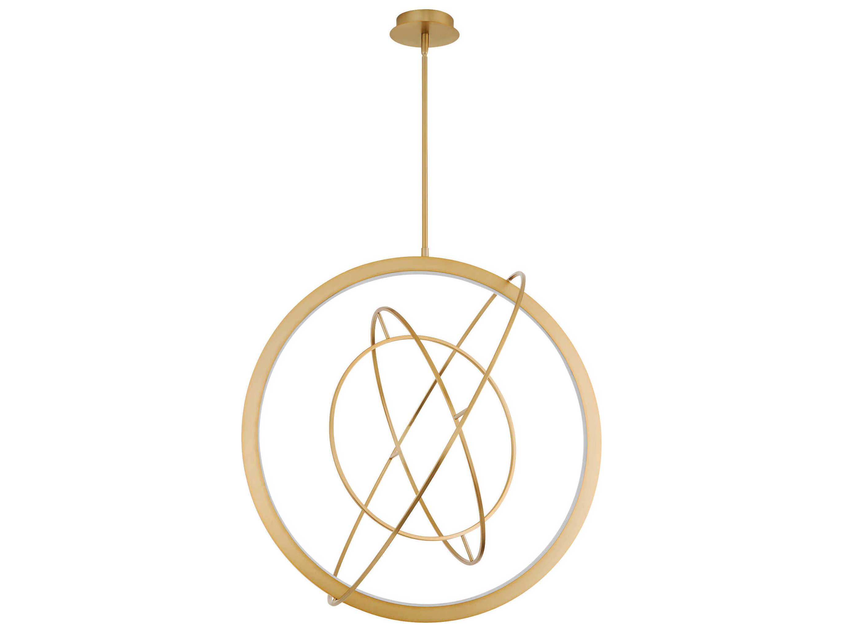 Oxygen by Quorum Gallilei 8-Light Aged Brass Geometric Pendant