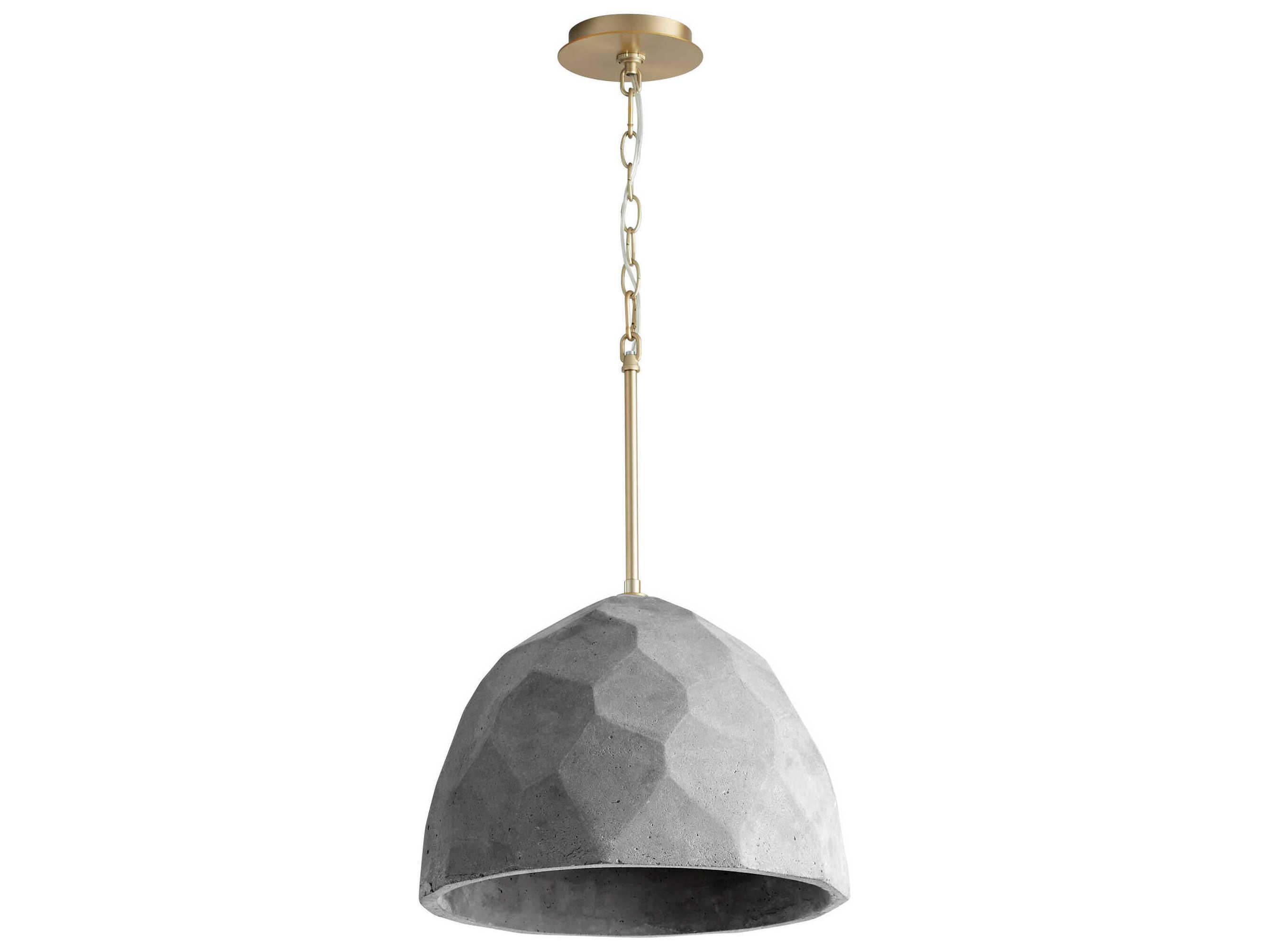 Oxygen by Quorum Maria 1-Light Aged Brass Dark Gray Pendant