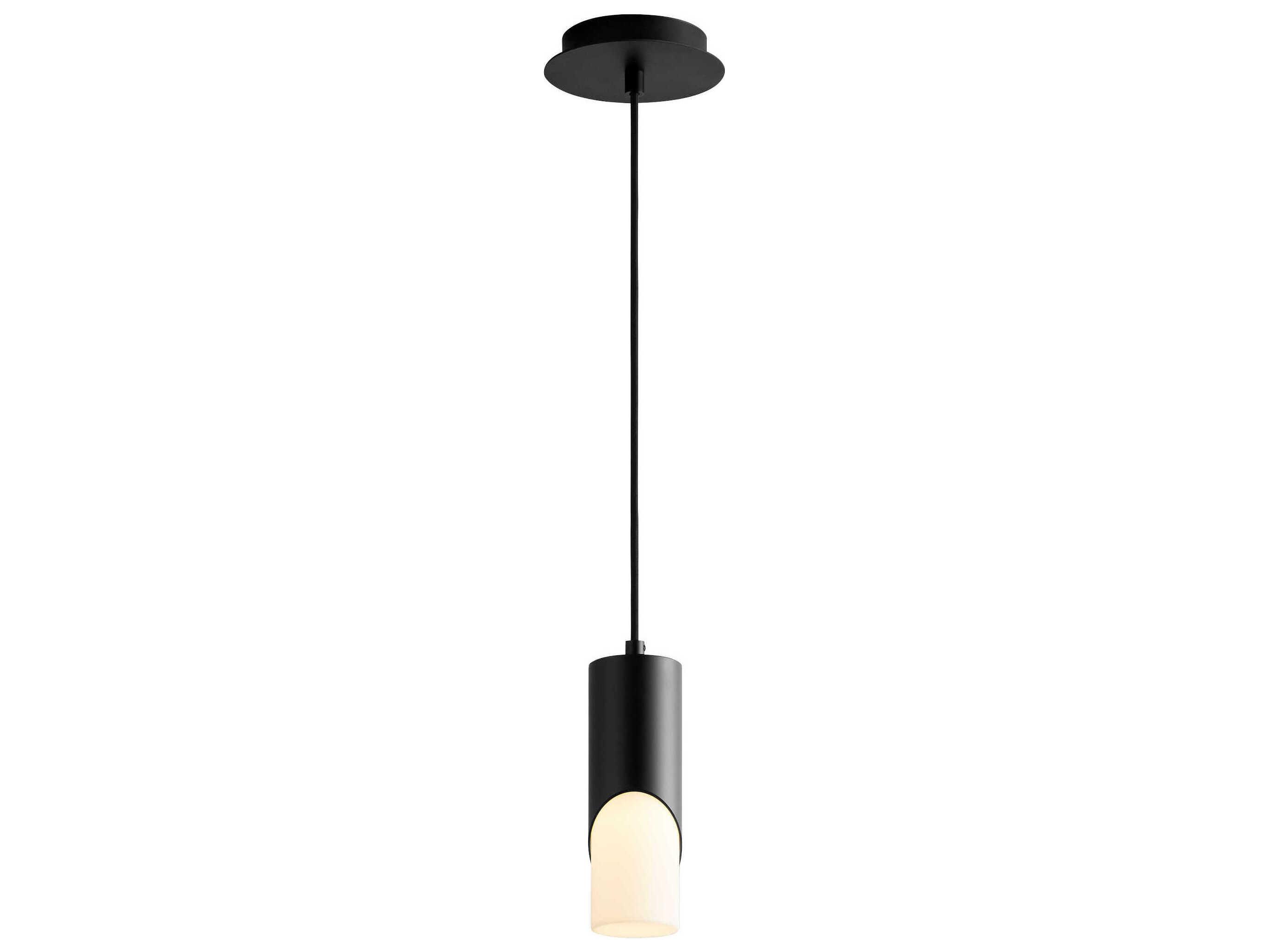 Oxygen by Quorum Ellipse 1-Light Black Cylinder Mini Pendant