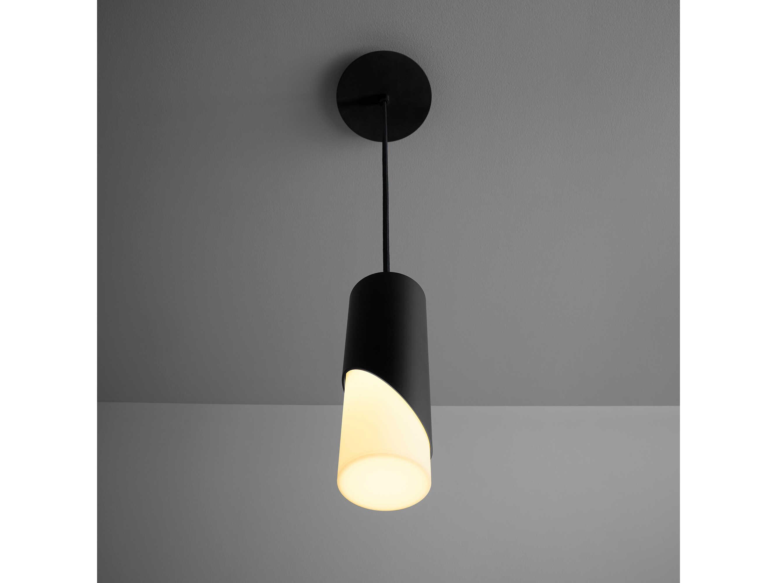 Oxygen by Quorum Ellipse 1-Light Black Cylinder Mini Pendant