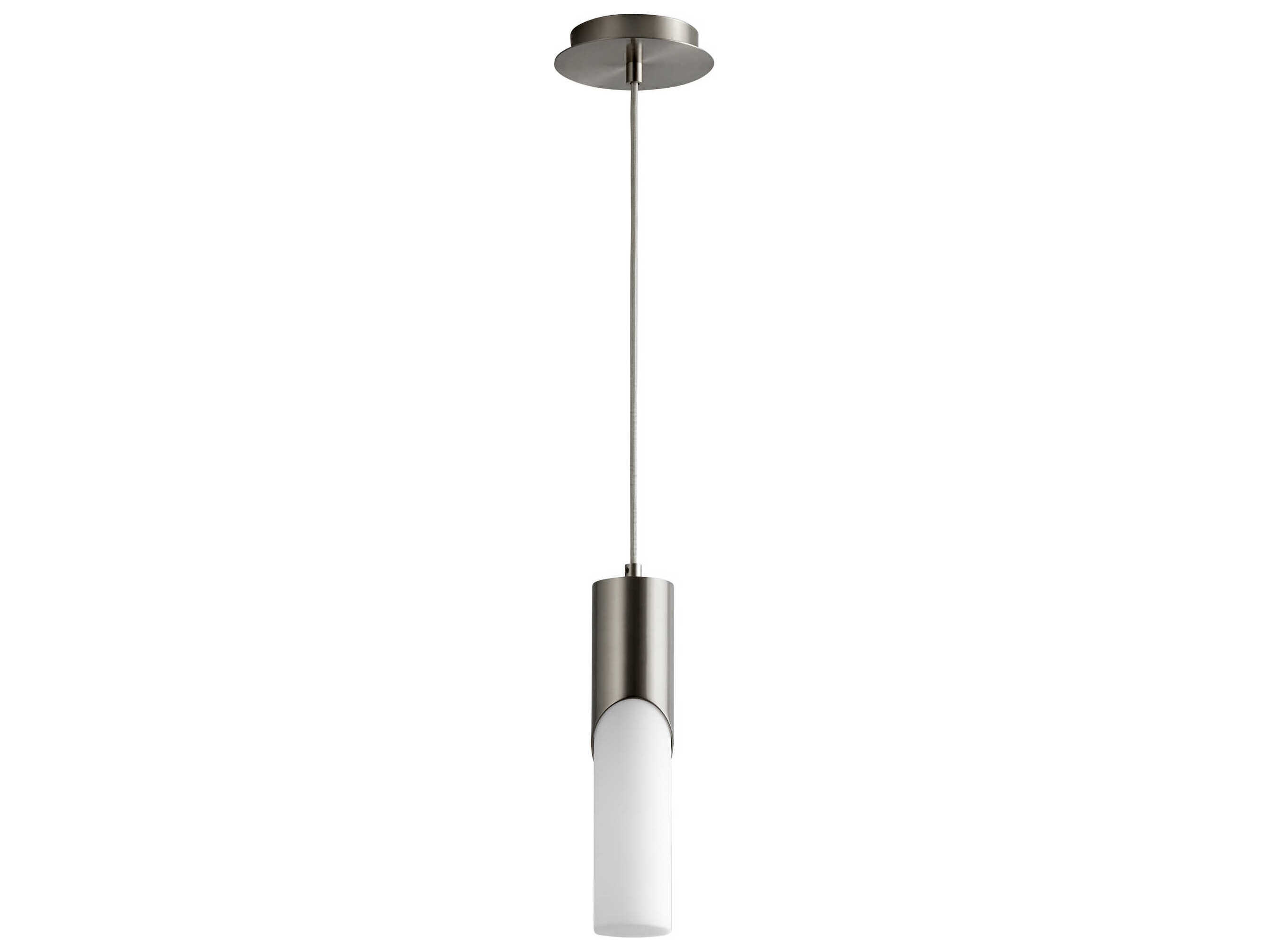Oxygen by Quorum Ellipse 1-Light Satin Nickel Cylinder Mini Pendant
