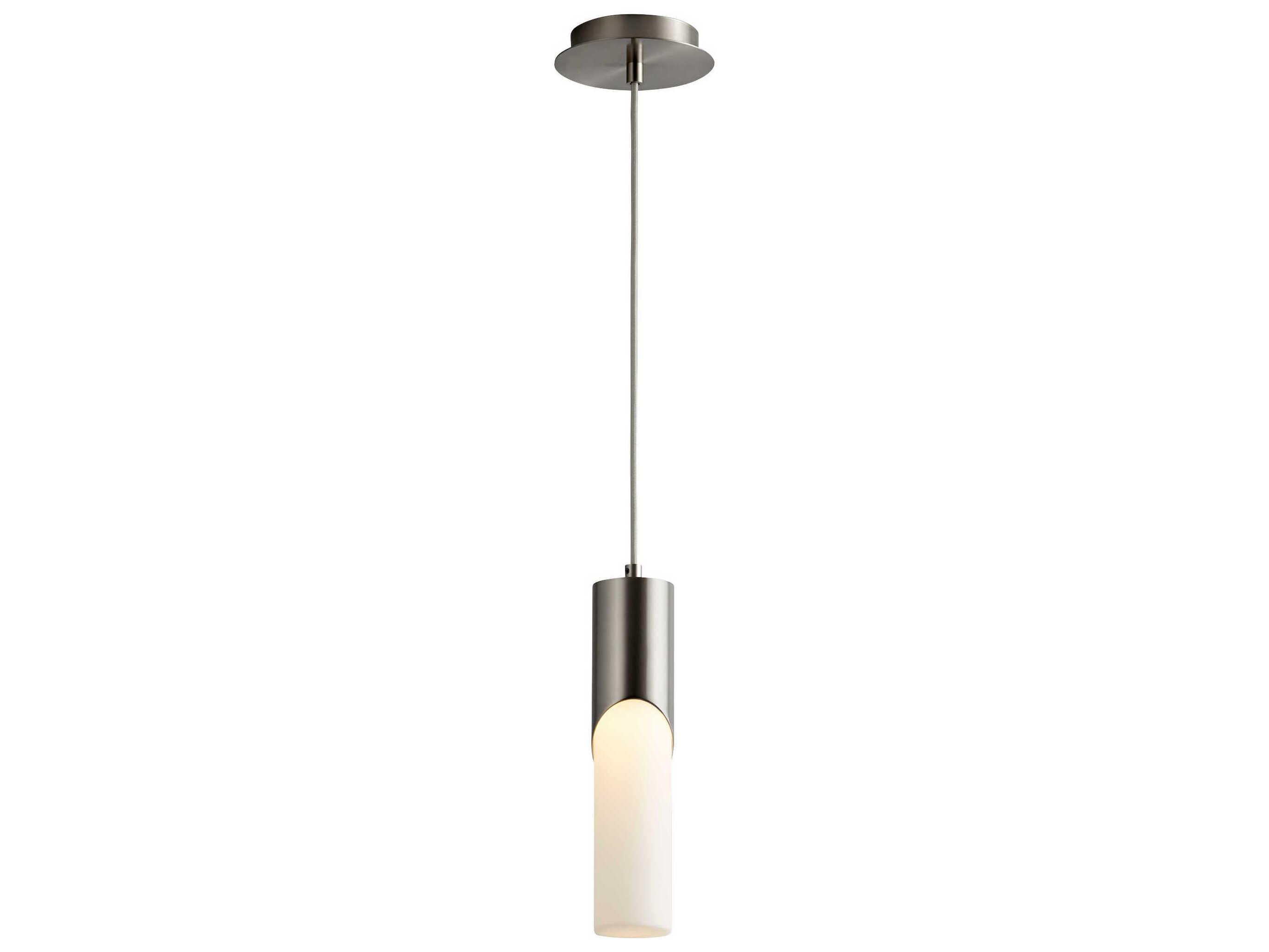 Oxygen by Quorum Ellipse 1-Light Satin Nickel Cylinder Mini Pendant