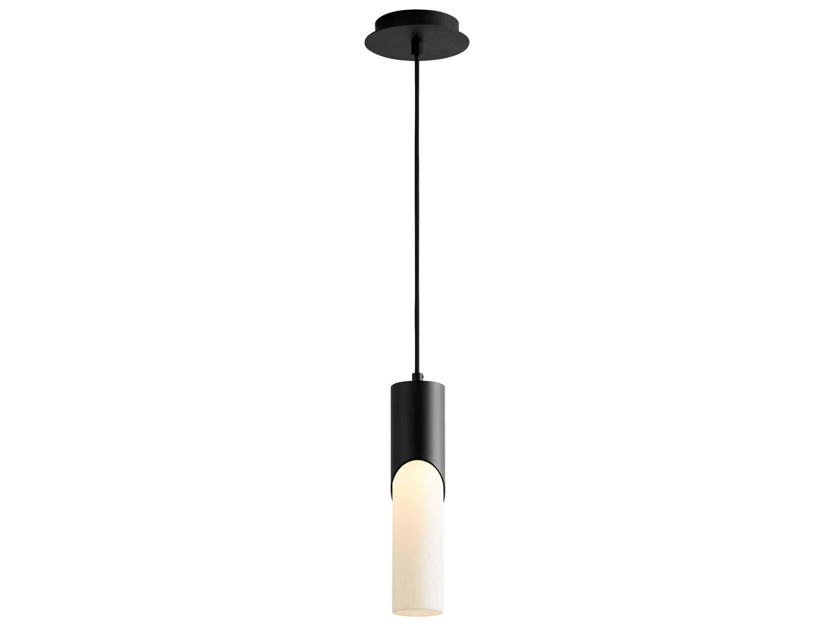 Oxygen by Quorum Ellipse 1-Light Black Cylinder Mini Pendant